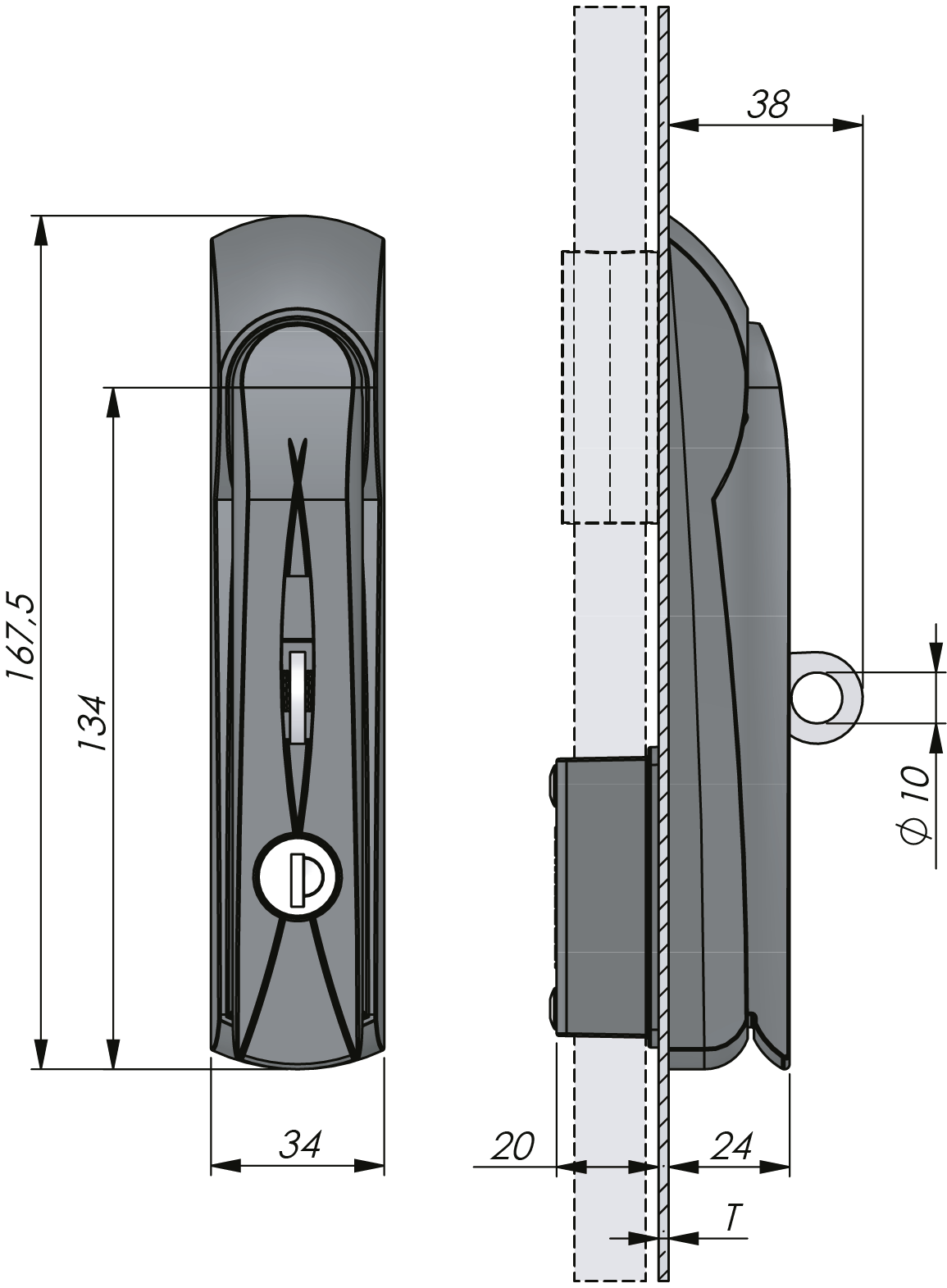 Manija giratoria Vision estándar con llave