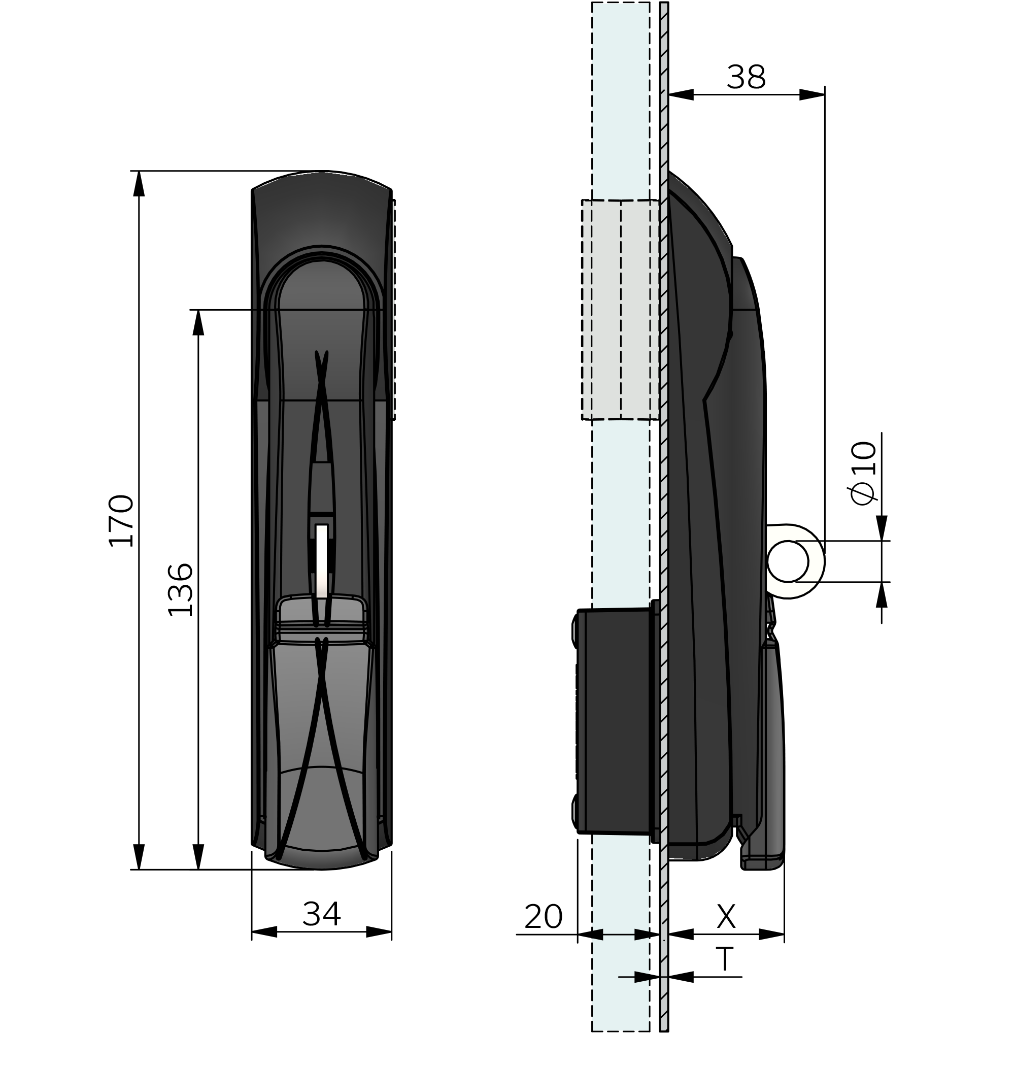 manija giratoria Vision estándar para cilindro tipo Bestlock