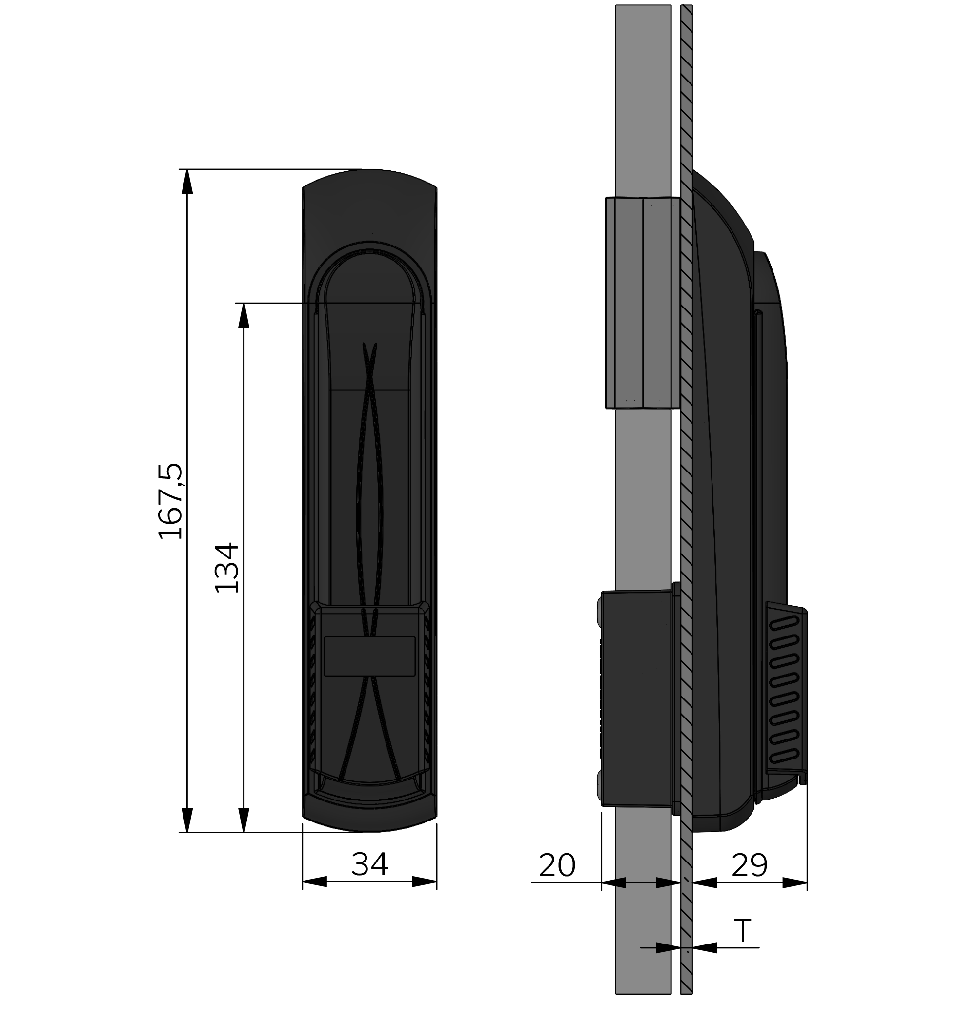 Vision Swing Handle RC2 for oval cylinder