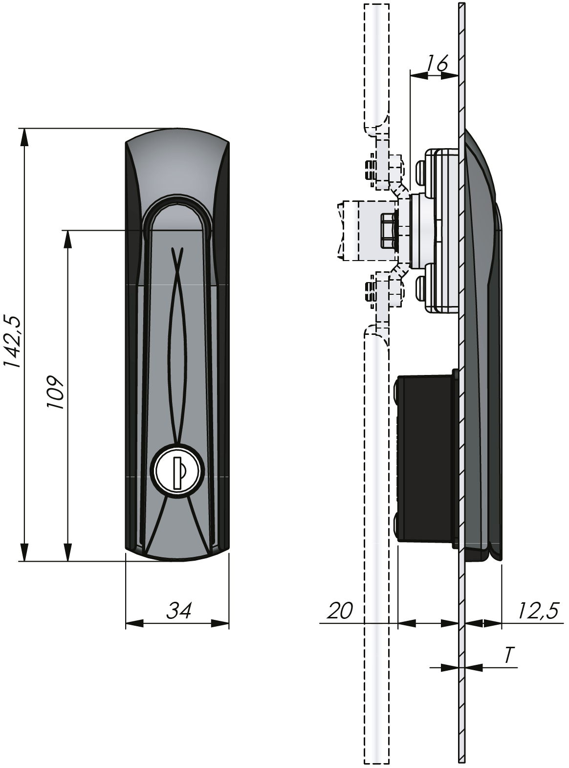 Vision Swing Handle Compact with cylinder Vision Swing Handle Compact with cylinder