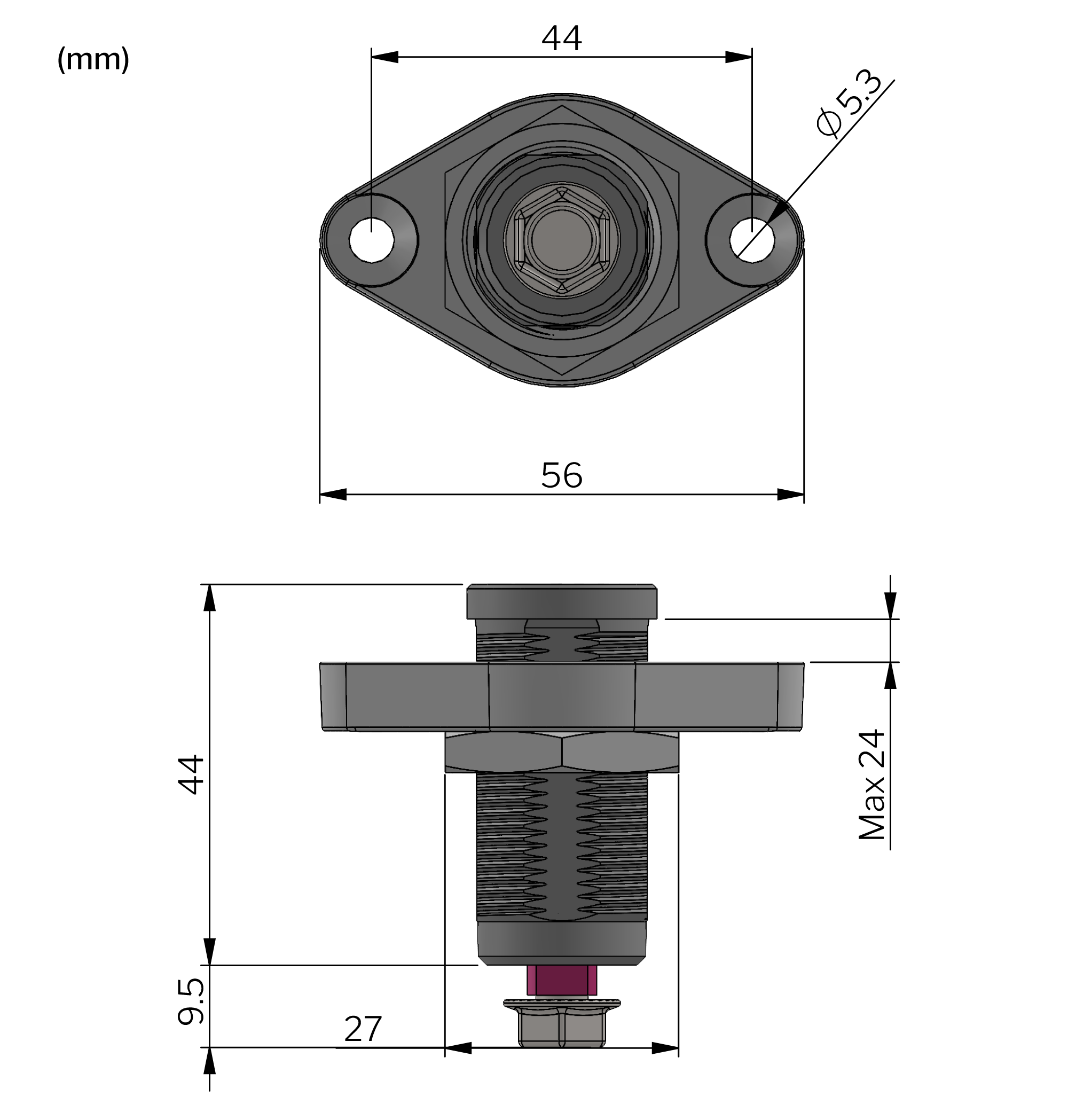 Quarter-Turn Flush mount Vibration Resistant 44 mm Quarter-Turn Flush mount Vibration Resistant 44 mm