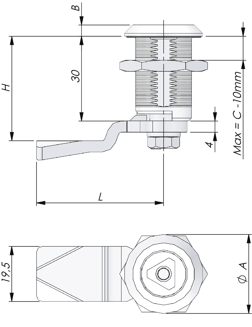 Cuarto de vuelta clásico 30 mm