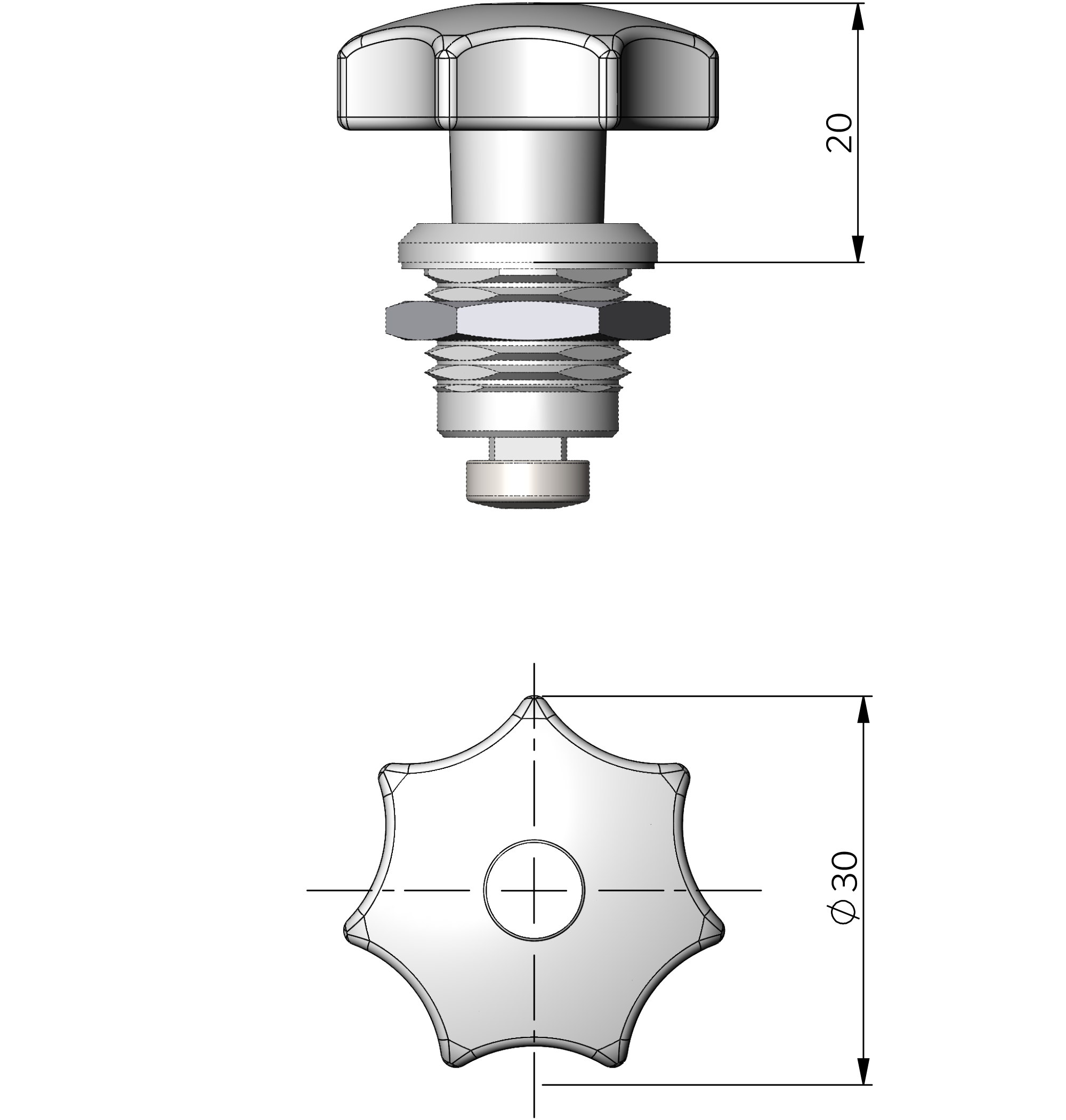 Perilla para cuarto de vuelta compacto Perilla para cuarto de vuelta compacto