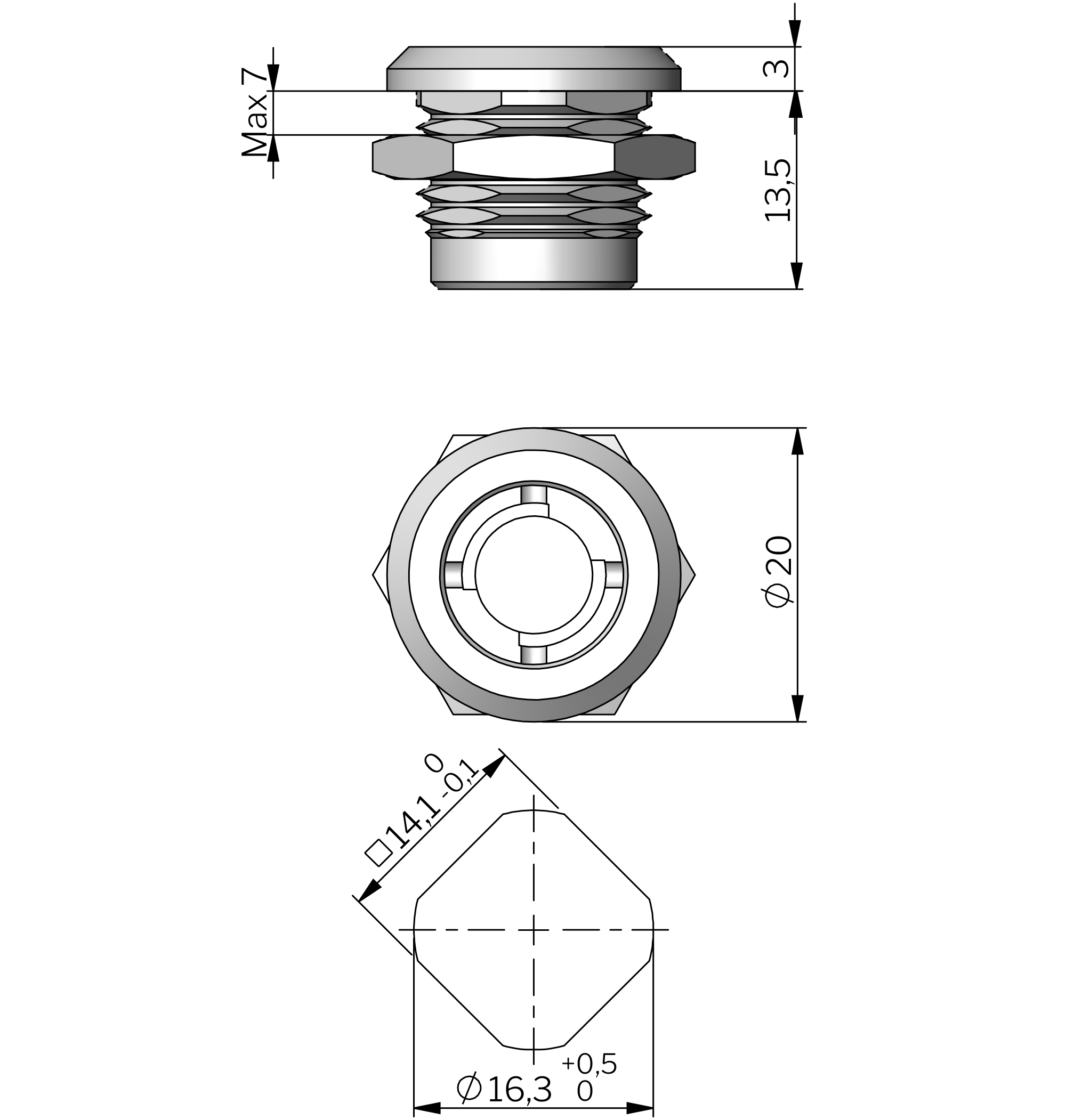 Carcasa para cuarto de vuelta compacto Carcasa para cuarto de vuelta compacto