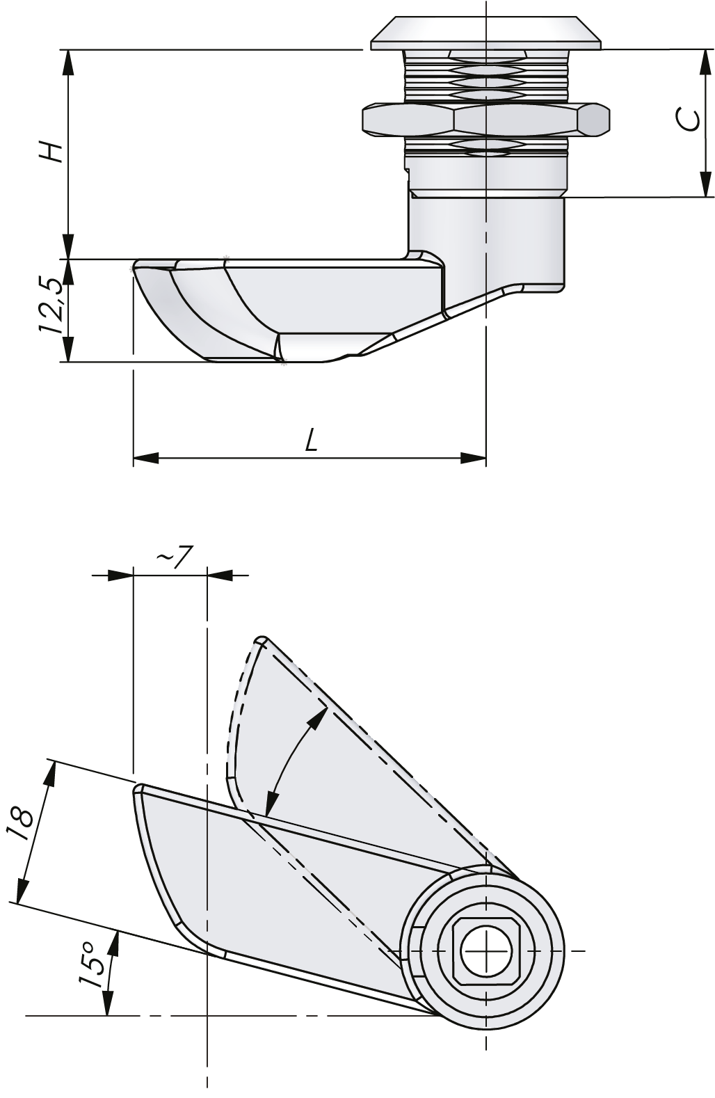 Cerradura de cuarto de vuelta 18 mm