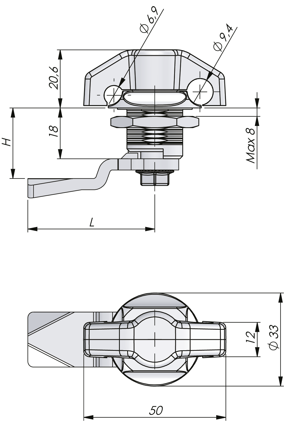 Quarter-Turn Wing Knob 18 mm Quarter-Turn Wing Knob 18 mm
