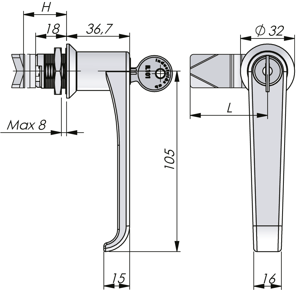 Quarter-Turn L-Handle 18 mm Quarter-Turn L-Handle 18 mm