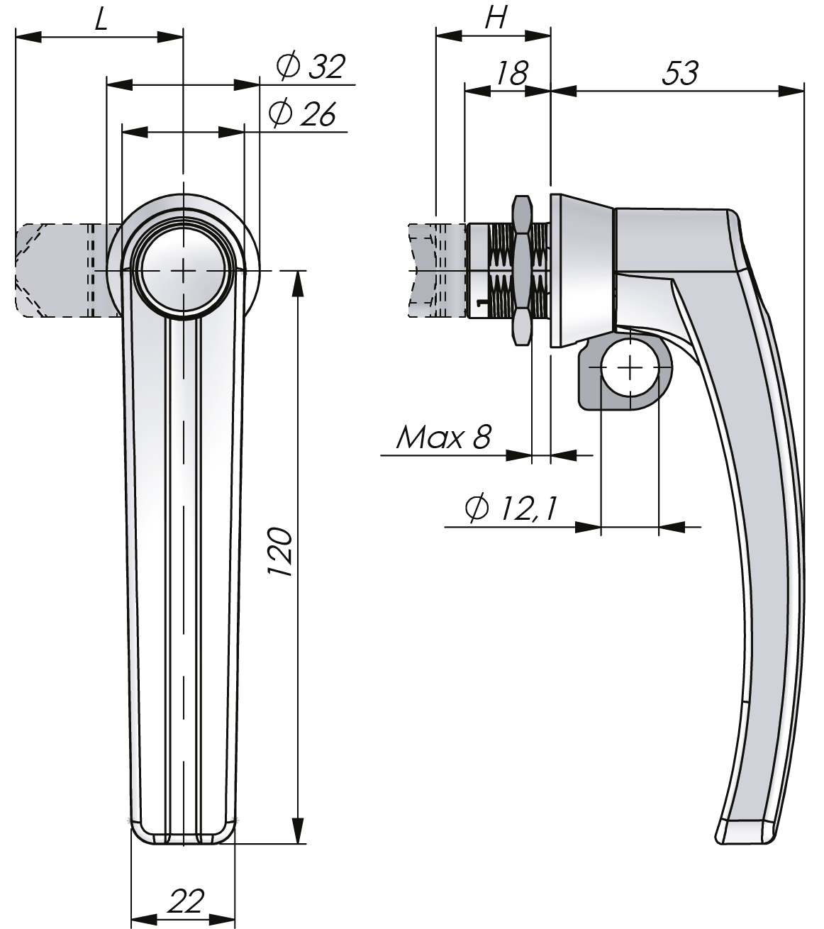 Quarter-Turn L-Handle 18 mm Quarter-Turn L-Handle 18 mm