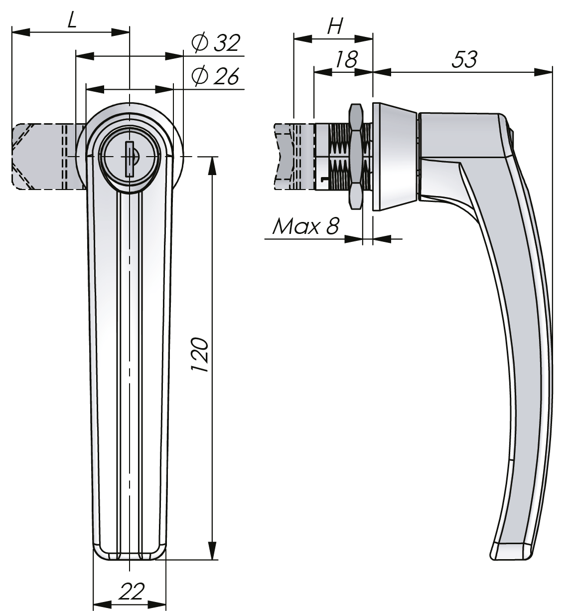 Quarter-Turn L-Handle 18 mm Quarter-Turn L-Handle 18 mm