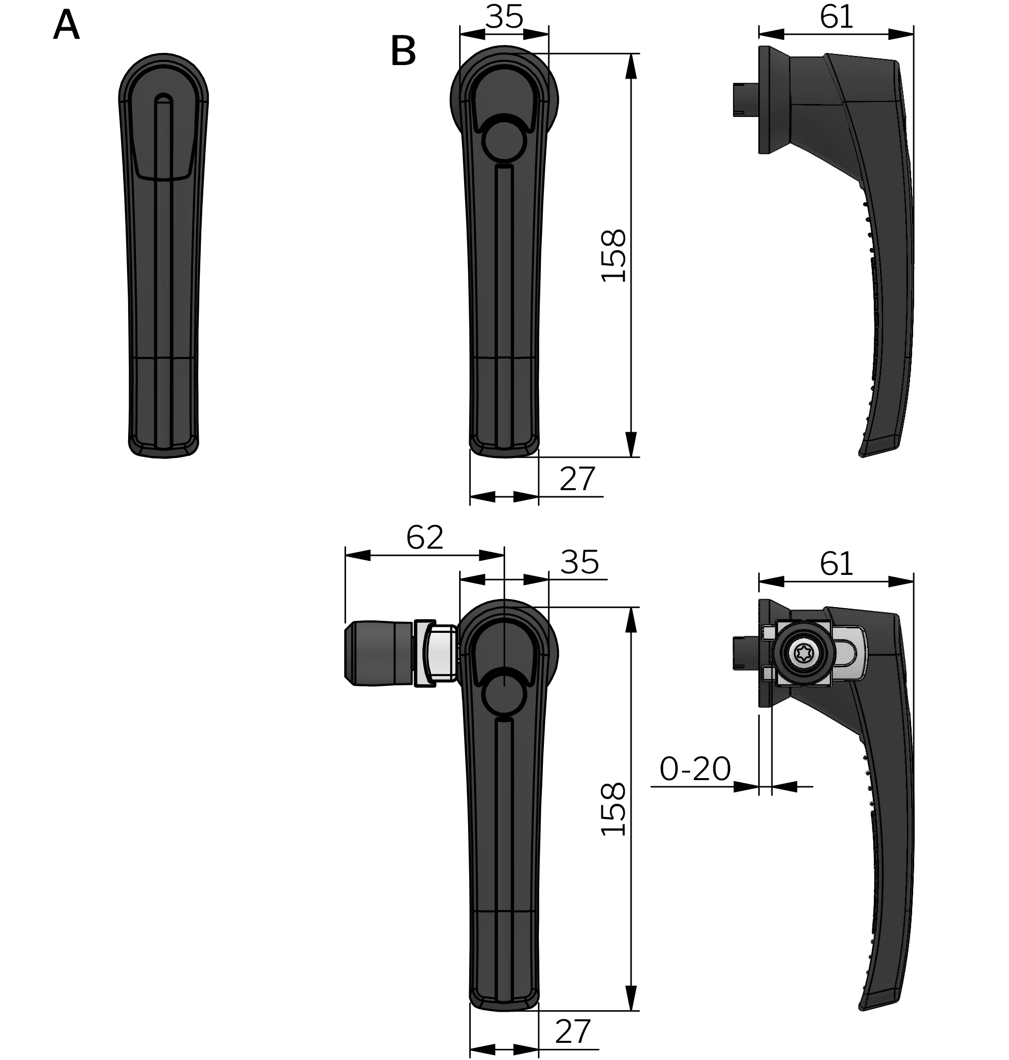 Klima-flex 2 Handle for Klima-flex 1 latch Klima-flex 2 Handle for Klima-flex 1 latch