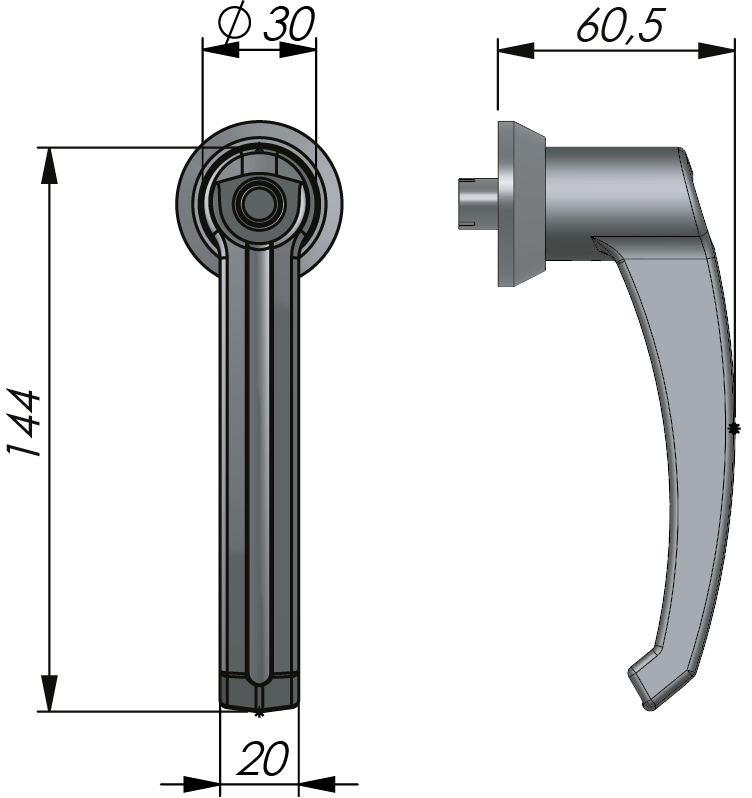 Manija metálica Klima-flex 1