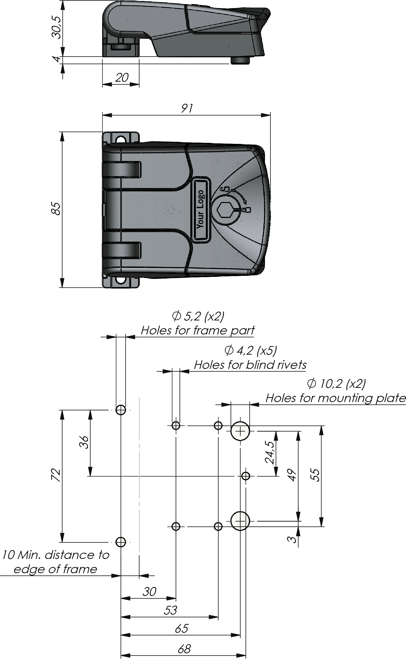 Bisagra cerradura compacta Klima-flex Bisagra cerradura compacta Klima-flex