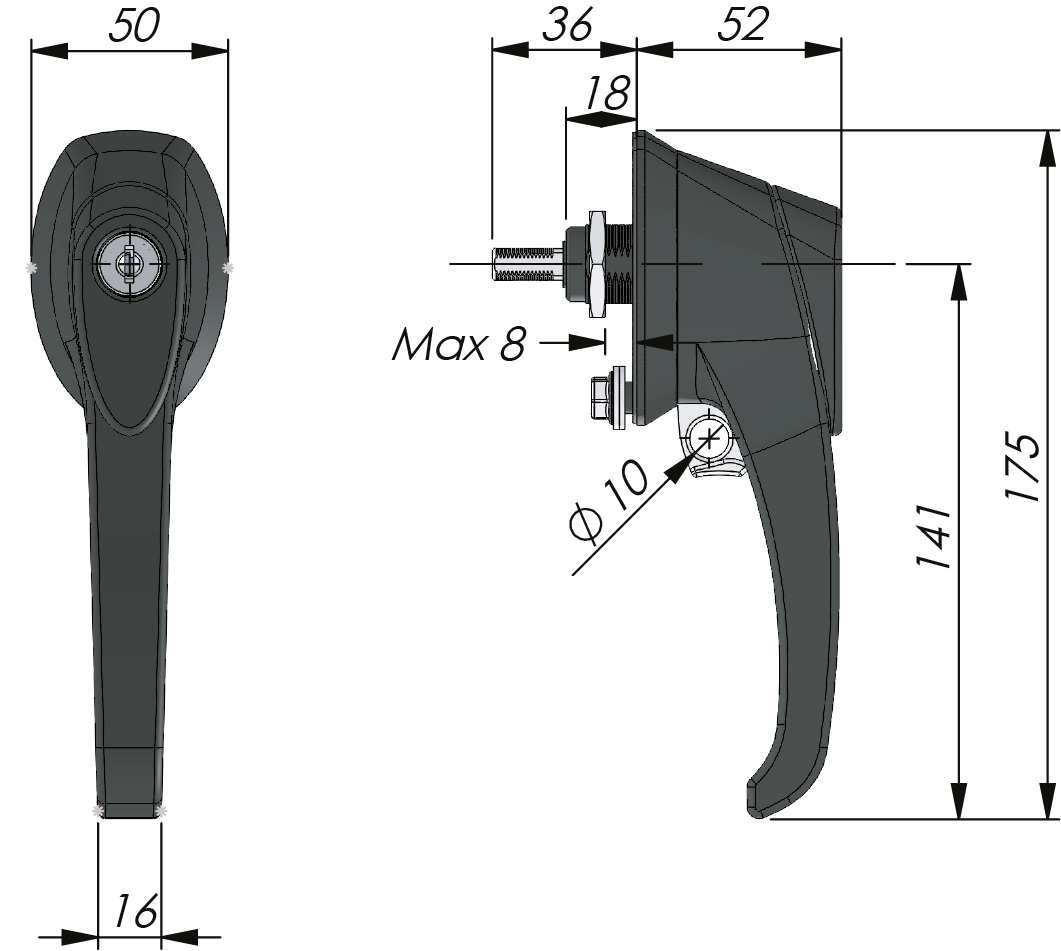 Defeater Handle Compact Defeater Handle Compact