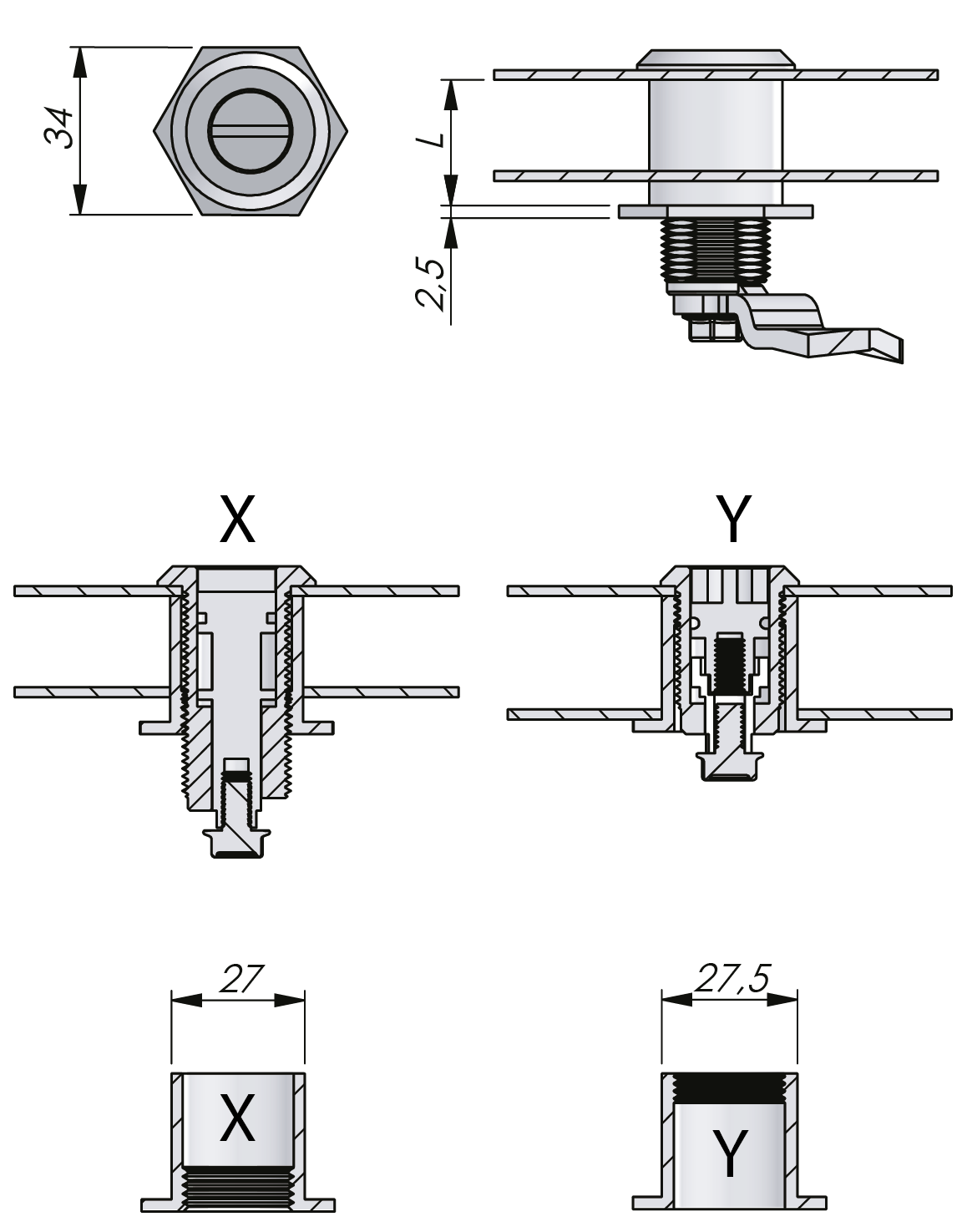 Tuerca espaciadora Tuerca espaciadora