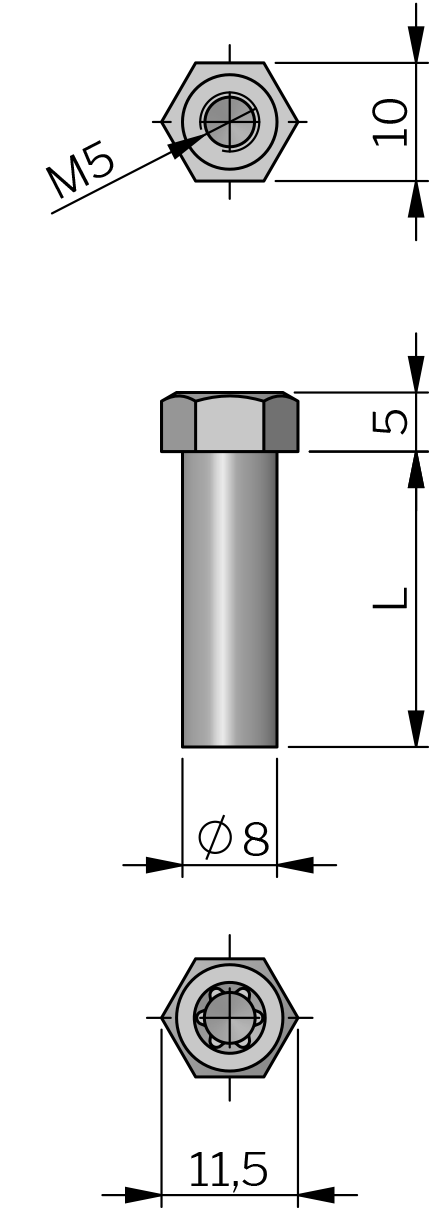 Spacer Nut M5 Spacer Nut M5