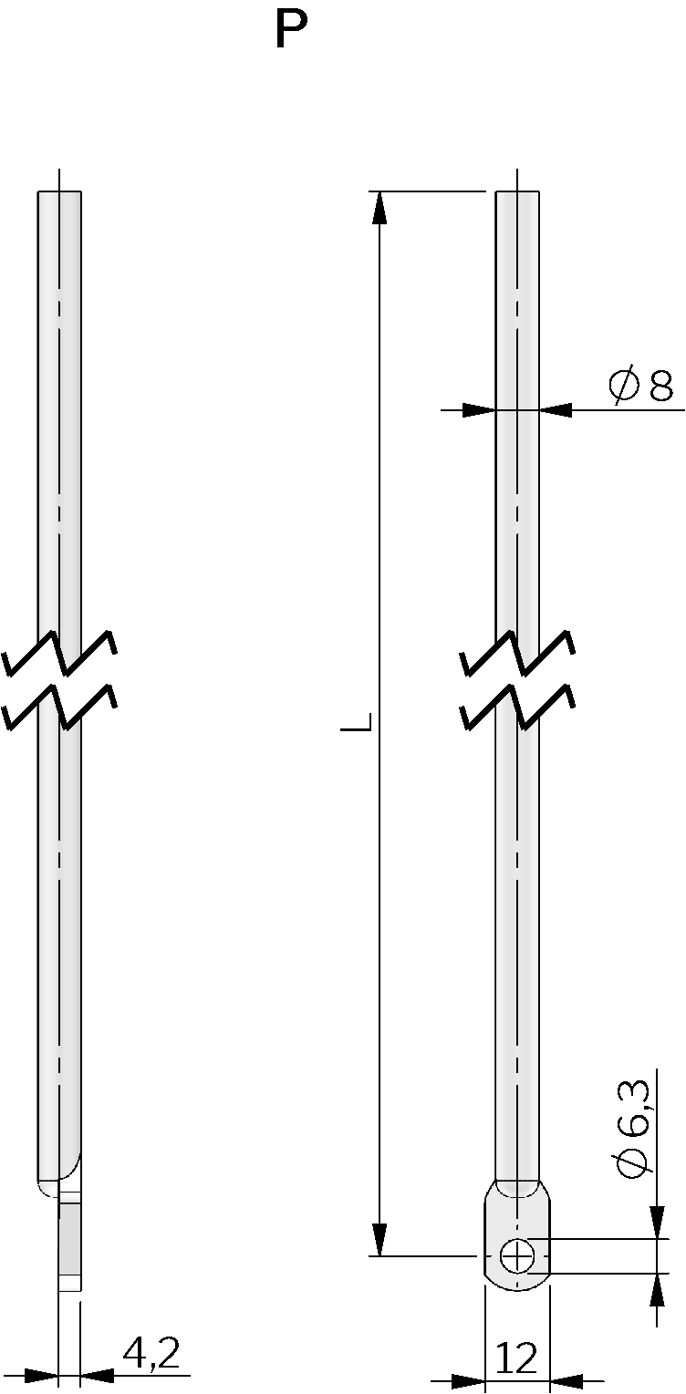Round Rods with Flat End (P) Steel Round Rods with Flat End (P) Steel