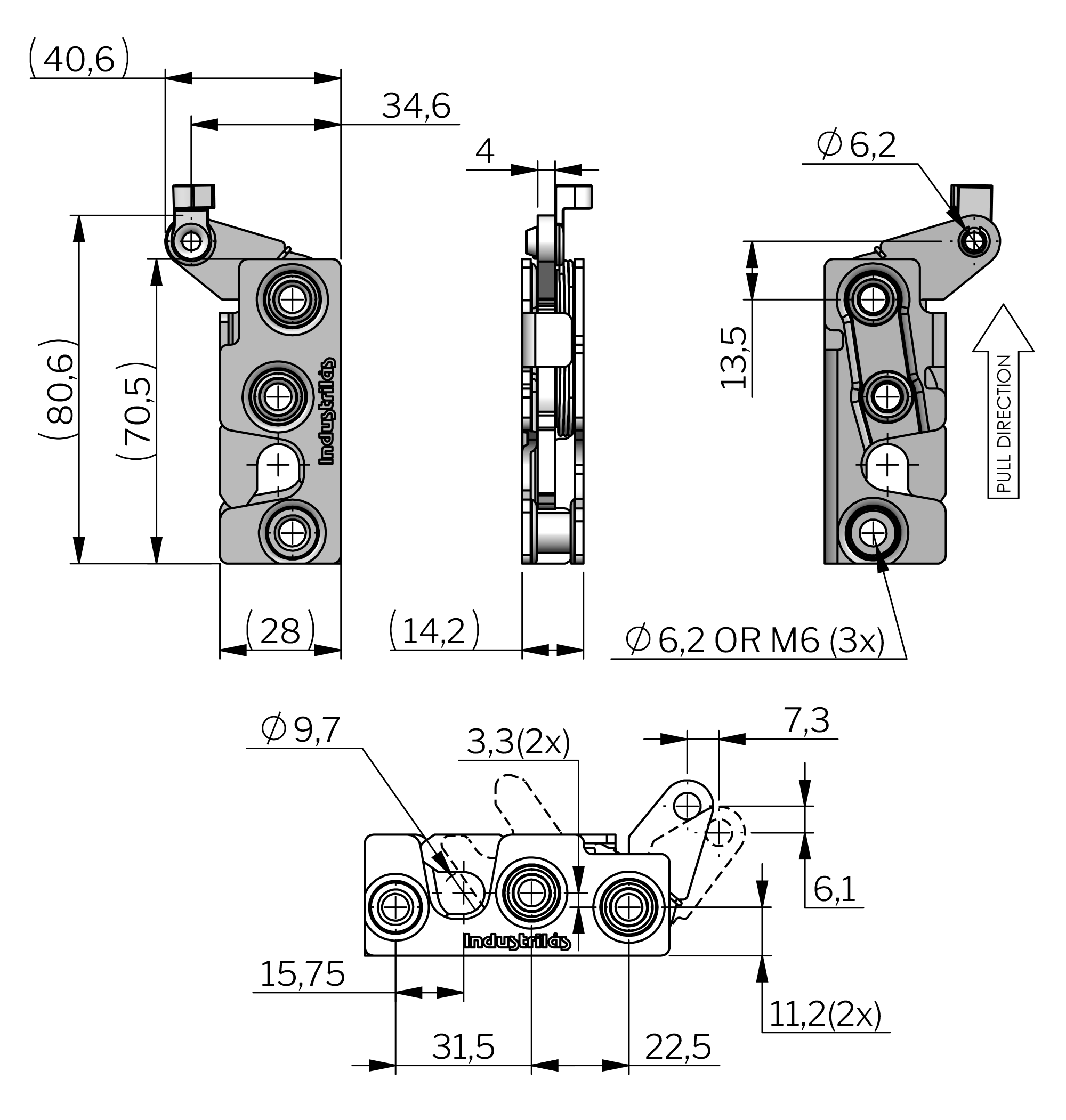 Vector Rotary Latch - Inline Top Pull Vector Rotary Latch - Inline Top Pull