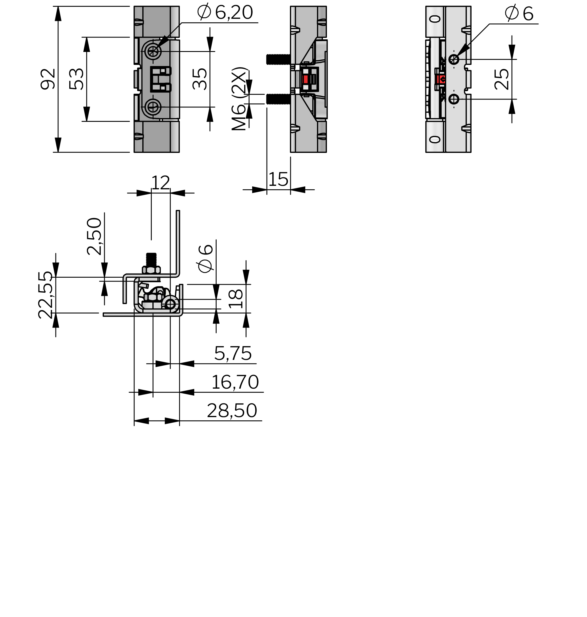 Bisagra de clic desmontable  oculta Estándar 120°