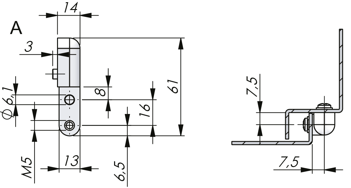 Bisagra externa desmontable 180° Bisagra externa desmontable 180°