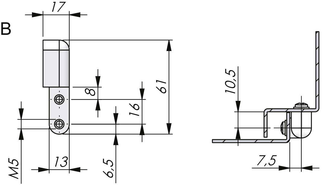 Bisagra externa desmontable 180° Bisagra externa desmontable 180°