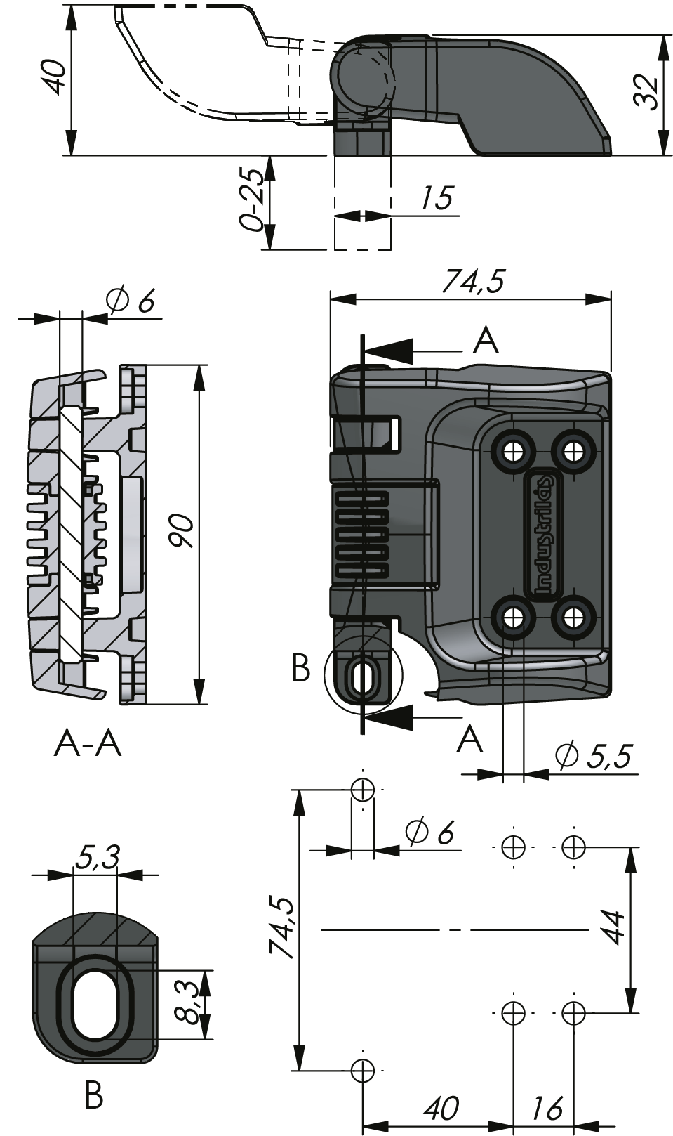 Bisagra desmontable ajustable 180 ° Klima-flex Bisagra desmontable ajustable 180 ° Klima-flex