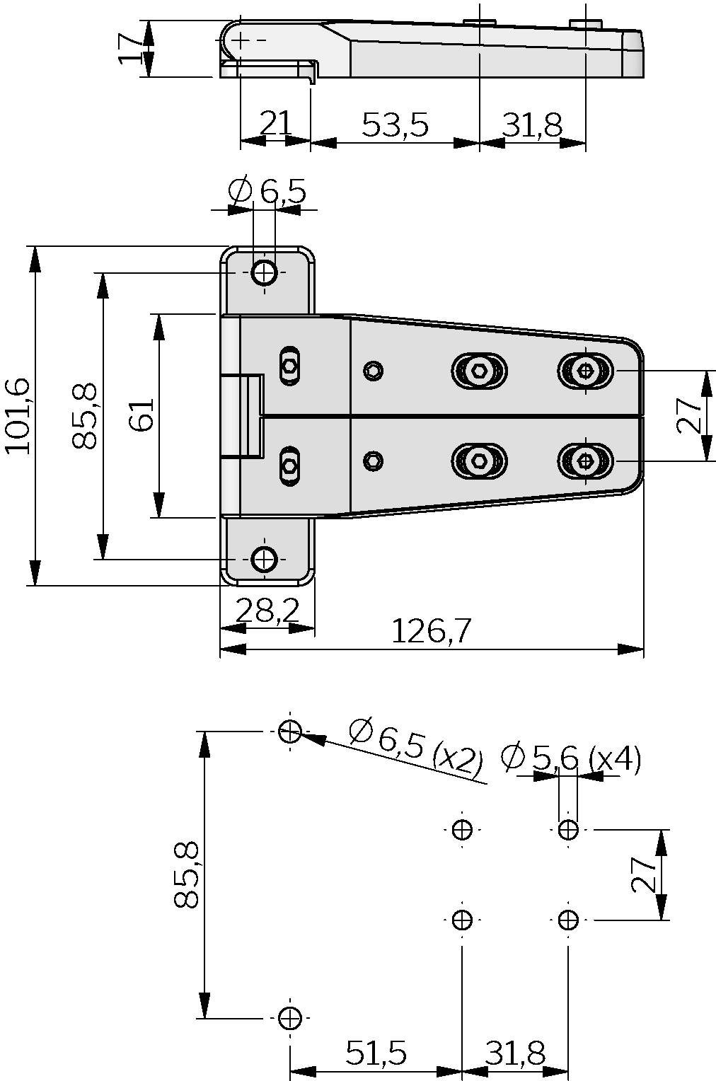 Klima-flex Heavy-duty Adjustable 3D-Hinge 180° Klima-flex Heavy-duty Adjustable 3D-Hinge 180°