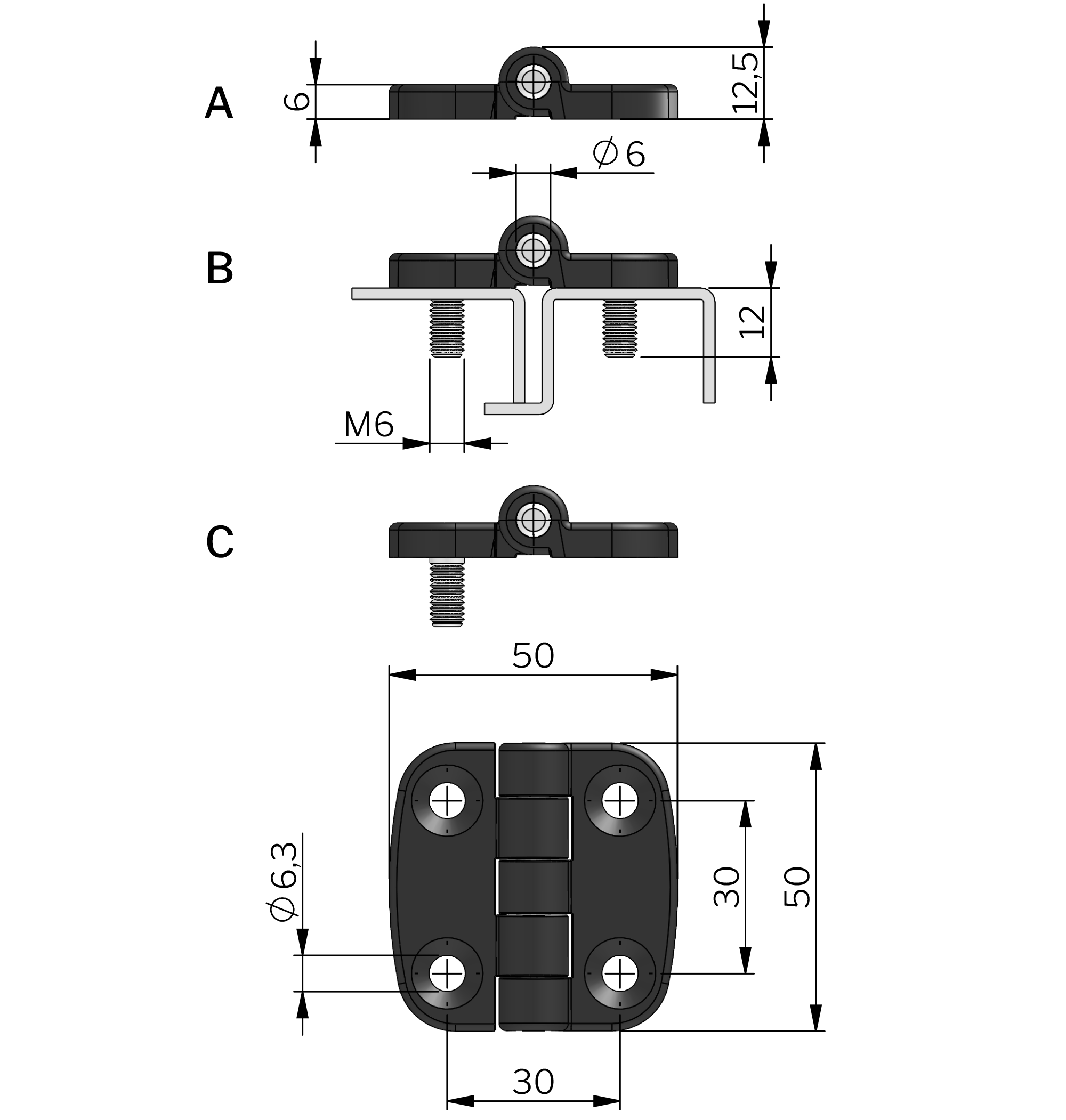 External Hinge 50x50 mm 180° External Hinge 50x50 mm 180°