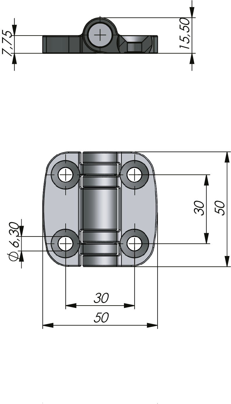 External Friction Hinge 50x50 mm 180° External Friction Hinge 50x50 mm 180°