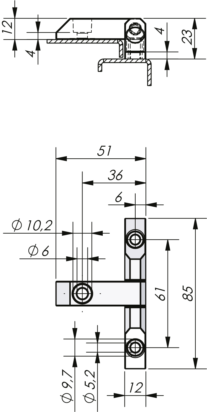 External Bolt-On Hinge 180° External Bolt-On Hinge 180°