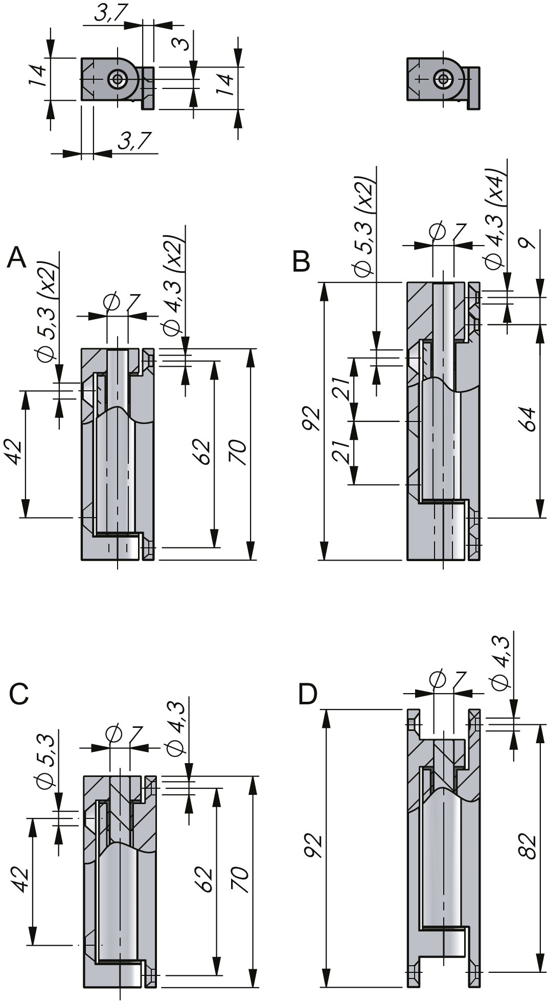 External Hinge 180° External Hinge 180°