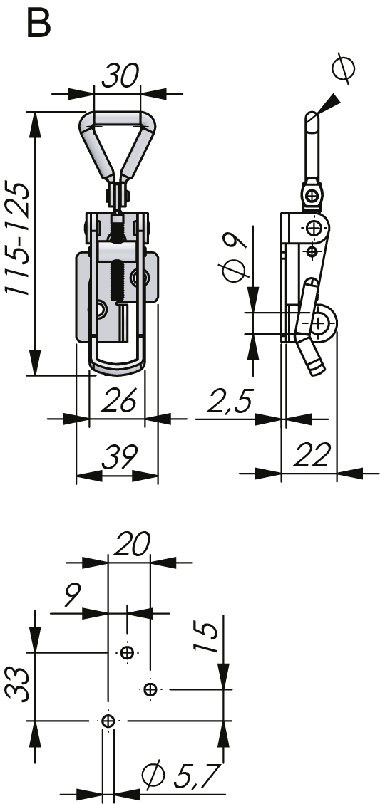 Adjustable Pull-Down Catch and Striker Adjustable Pull-Down Catch and Striker