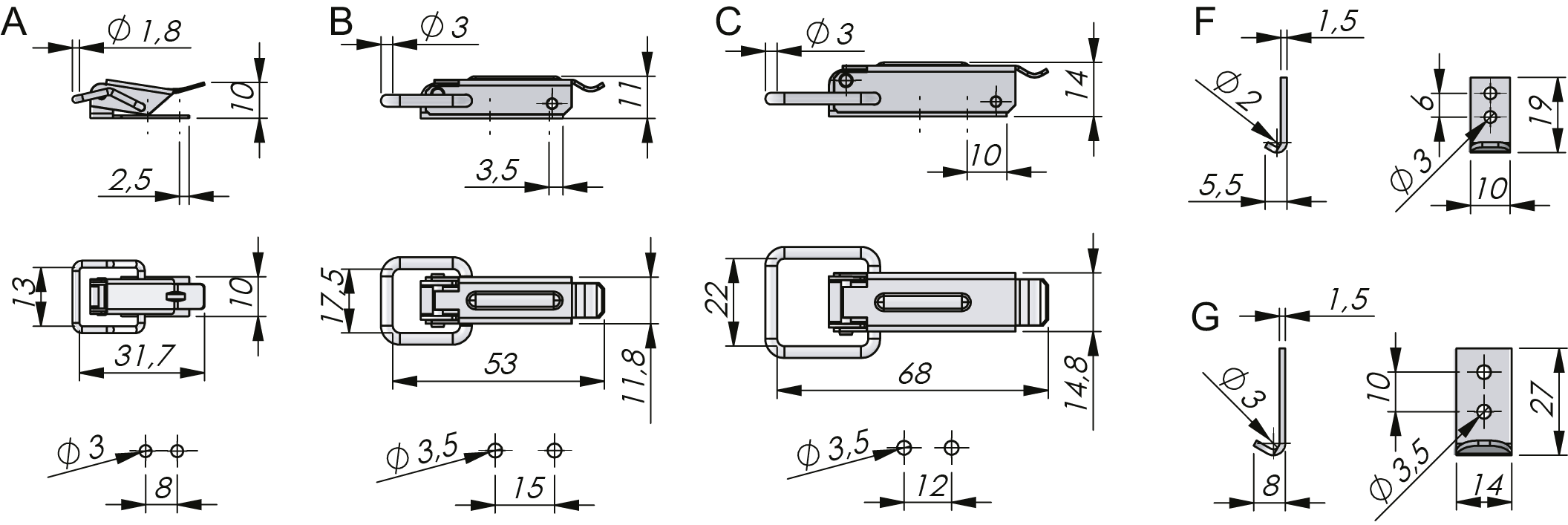 Pull-Down Catch and Striker Pull-Down Catch and Striker