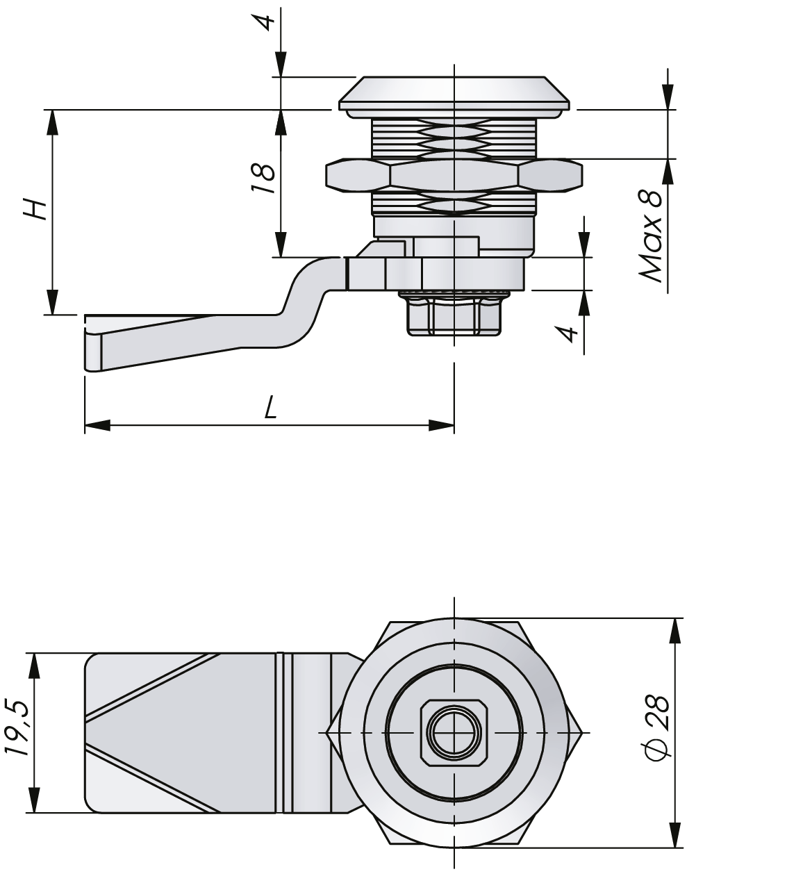 Quarter-Turn Latch Stainless steel 18 mm Quarter-Turn Latch Stainless steel 18 mm