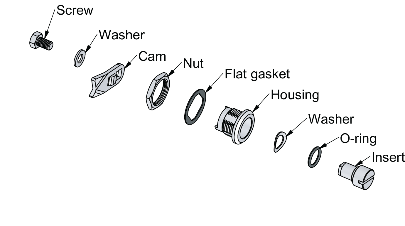 Cerradura compacta de cuarto de vuelta 13.5 mm de acero inoxidable Cerradura compacta de cuarto de vuelta 13.5 mm de acero inoxidable