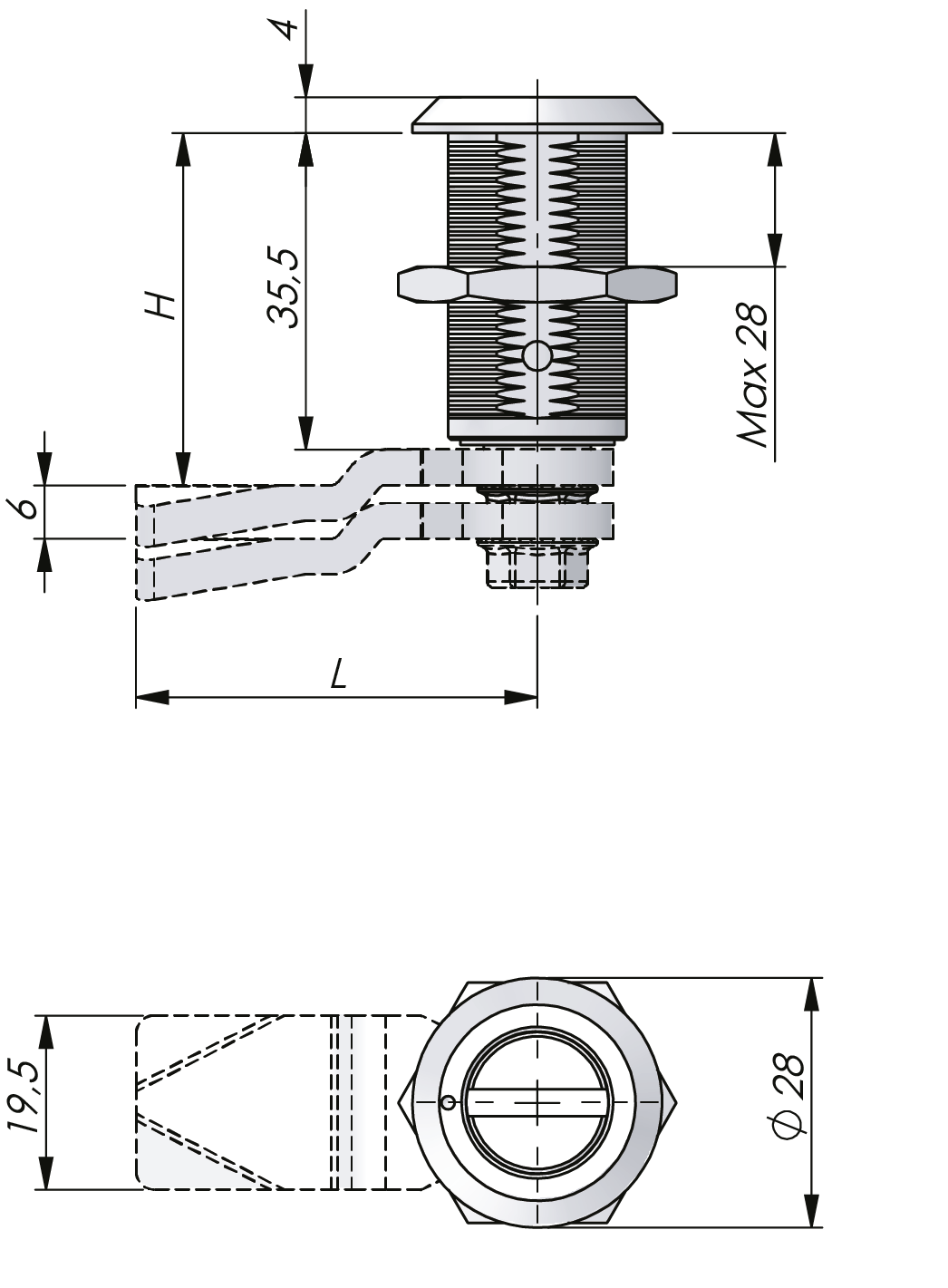 Cerradura de compresión Acero inoxidable 35 mm