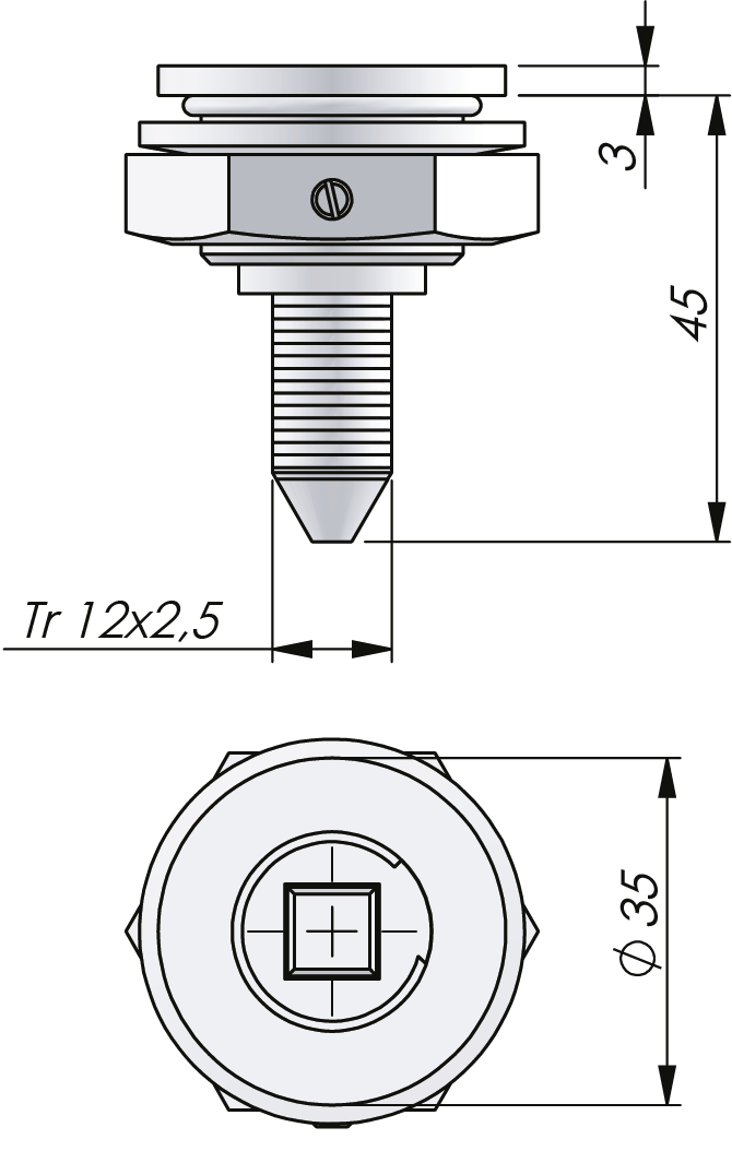 Compression Latch Trapezoidal Thread Stainless Steel 45 mm Compression Latch Trapezoidal Thread Stainless Steel 45 mm