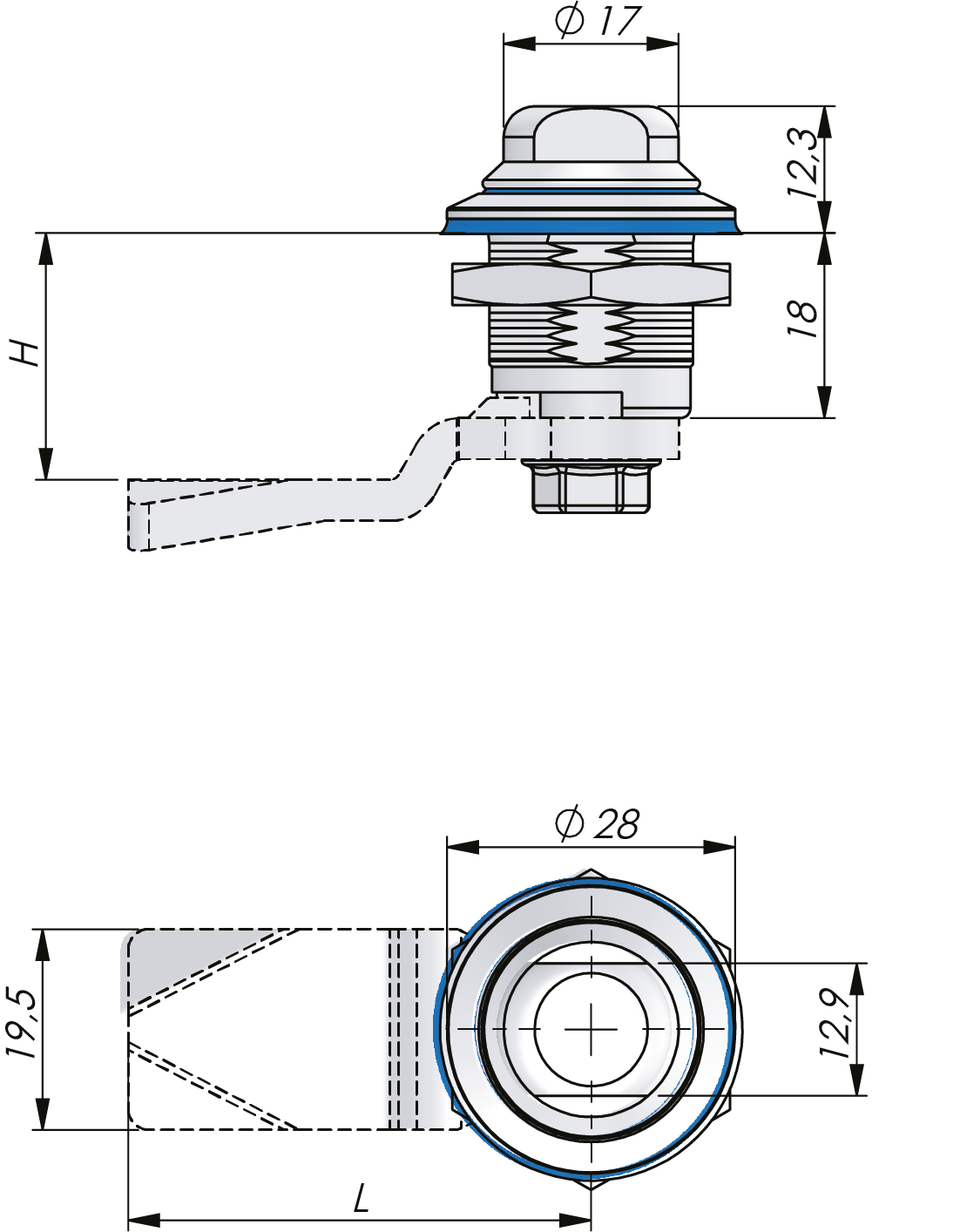 Quarter-turn Hygiene Latch Stainless Steel 18 mm Quarter-turn Hygiene Latch Stainless Steel 18 mm