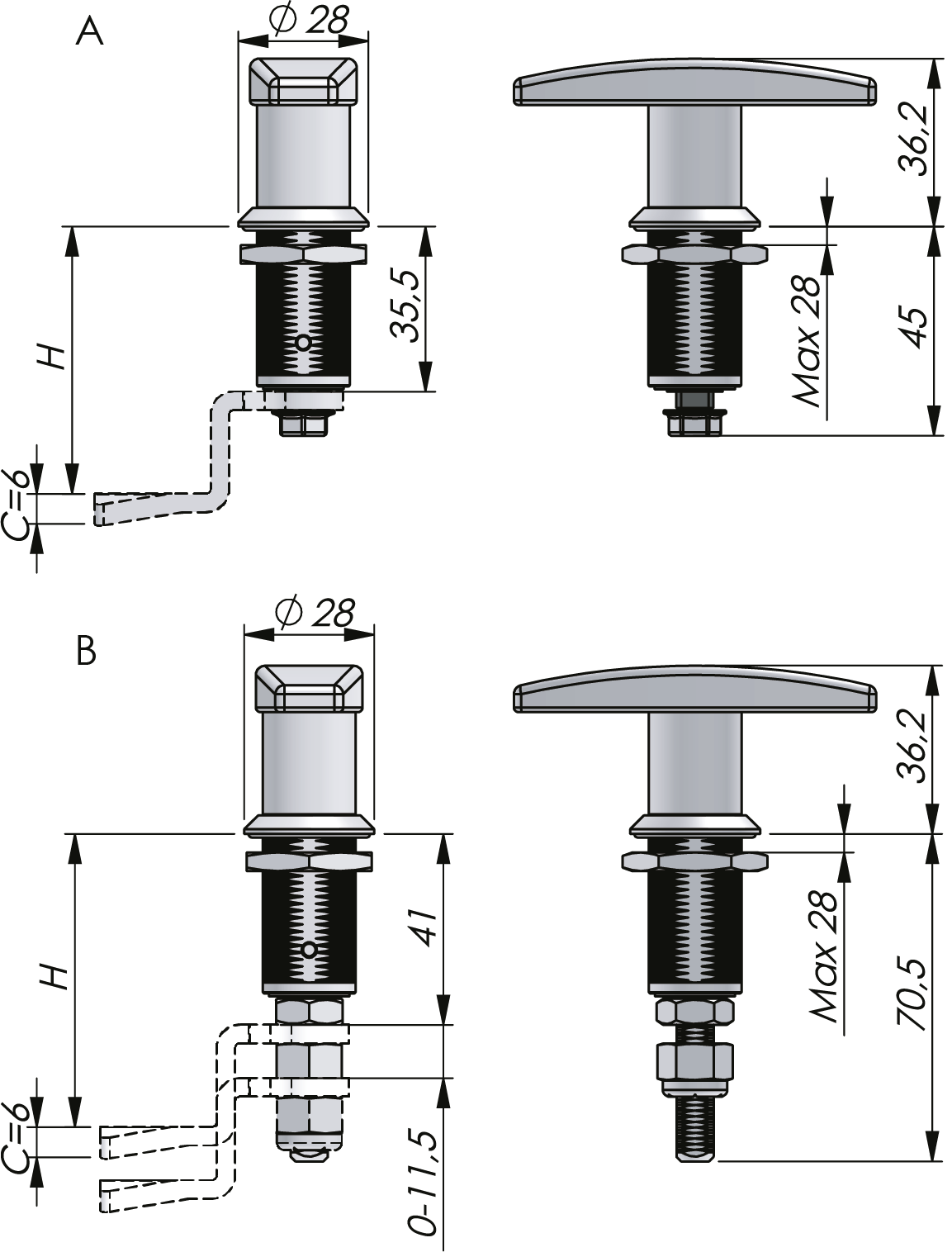 Compression T-handle Stainless Steel Compression T-handle Stainless Steel