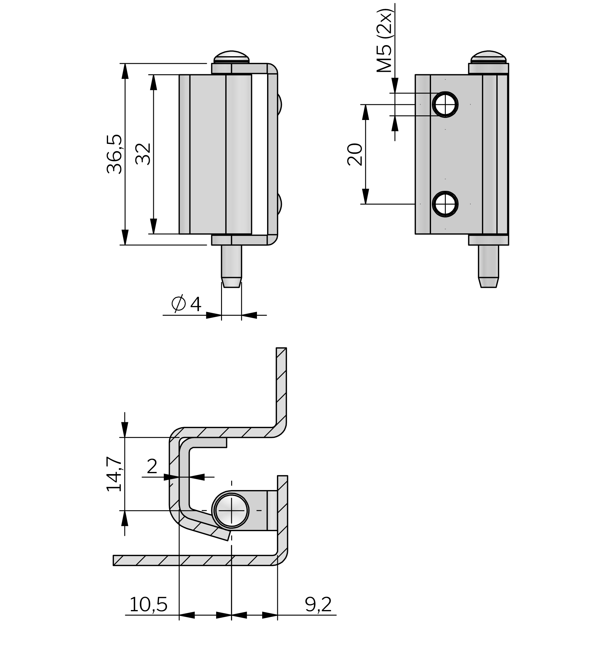 Bisagra oculta 120° Acero inoxidable Bisagra oculta 120° Acero inoxidable