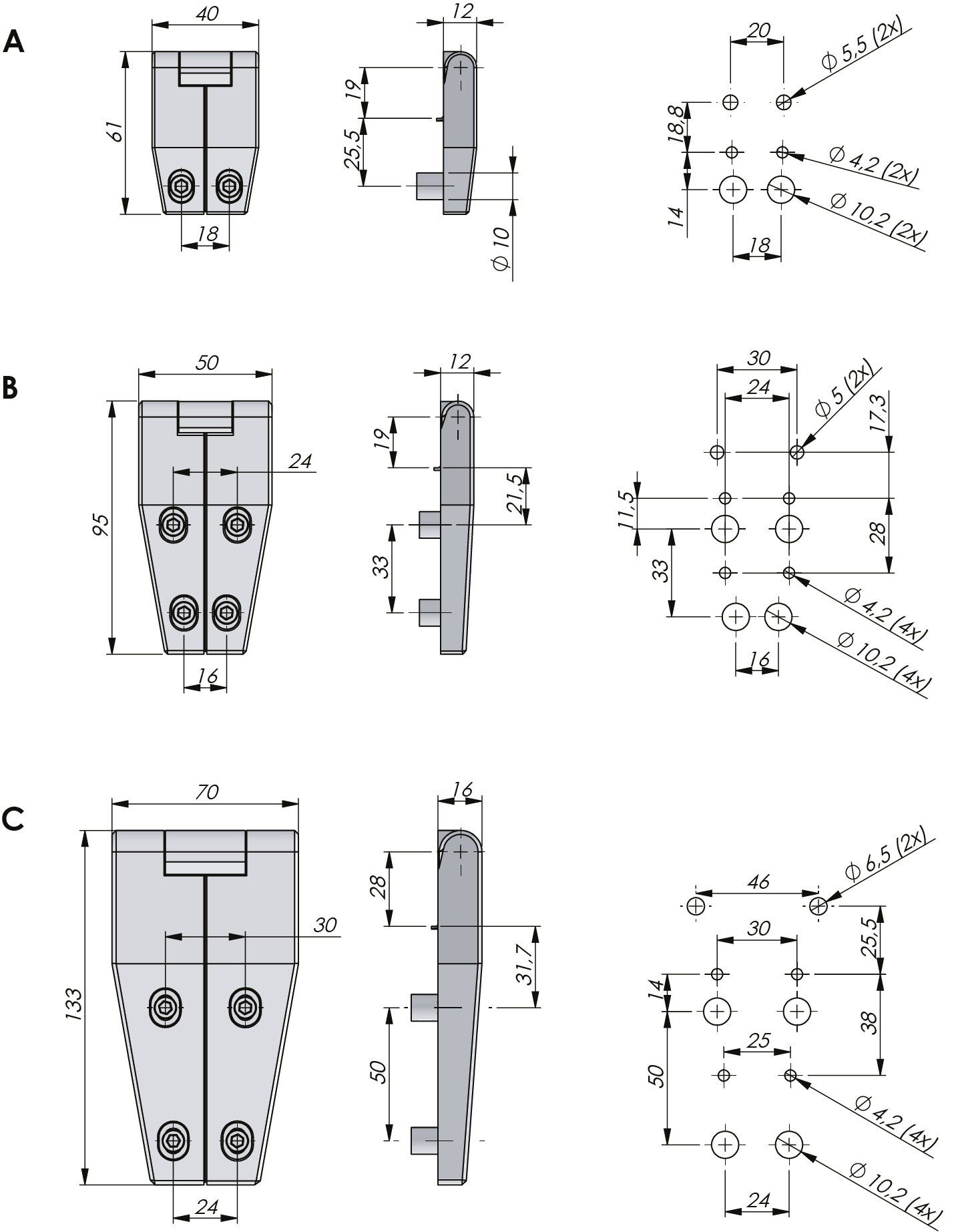 Klima-flex Adjustable 2D-Hinge 180° Stainless Steel Klima-flex Adjustable 2D-Hinge 180° Stainless Steel