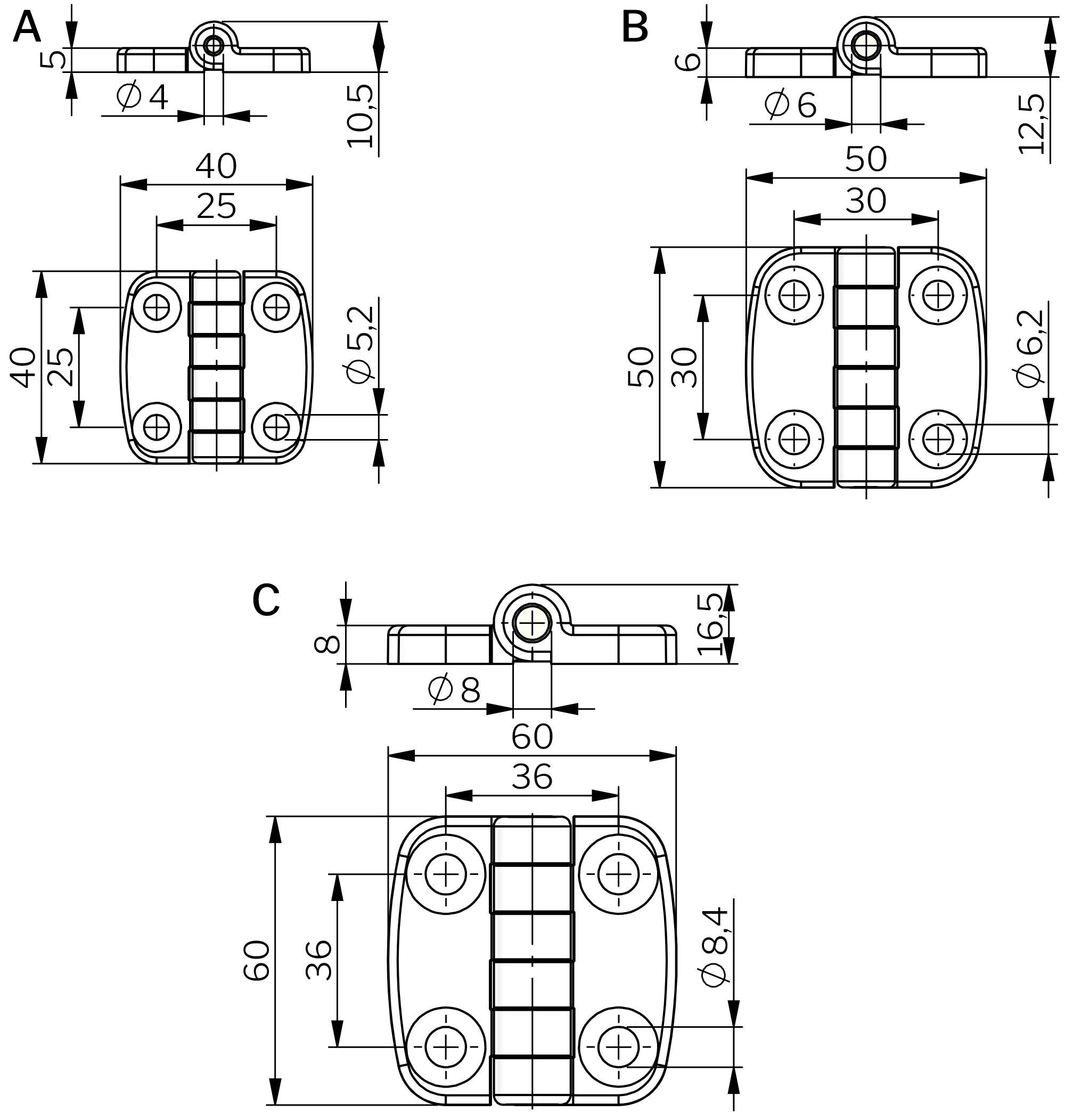 External Hinge 180° Stainless Steel