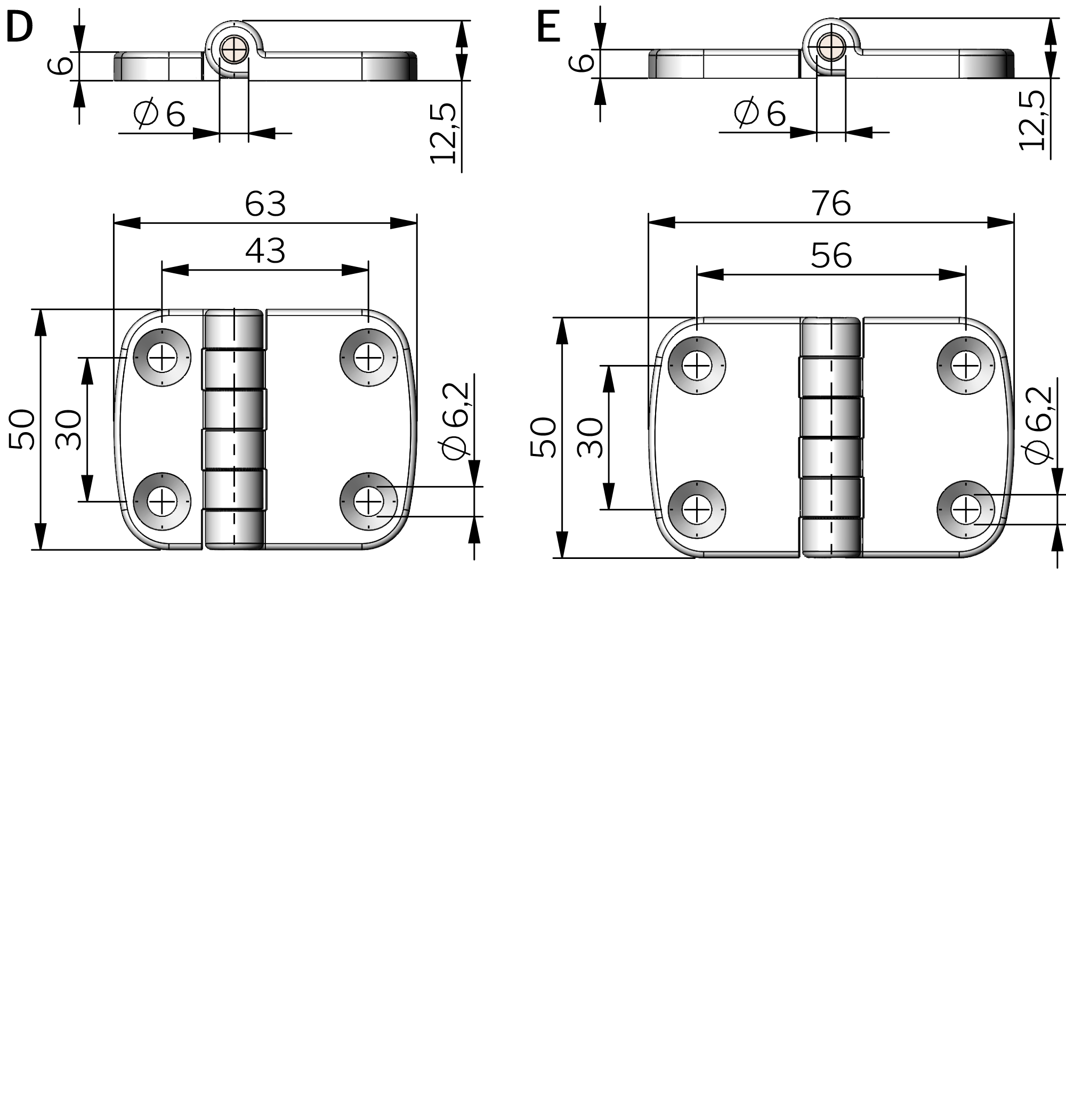 External Hinge 180° Stainless Steel