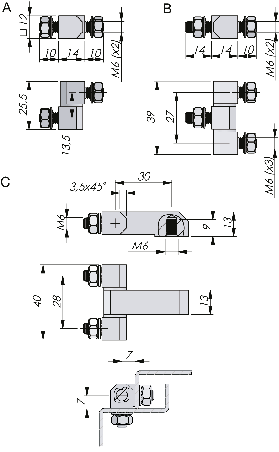 External Bolt-On Hinge 180° Stainless Steel