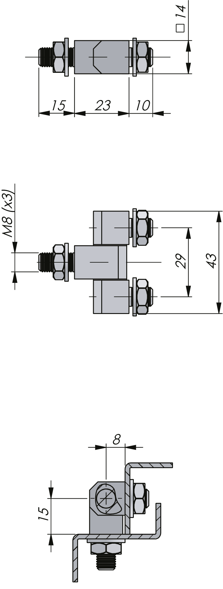 External Bolt-On Hinge 180° Stainless Steel External Bolt-On Hinge 180° Stainless Steel