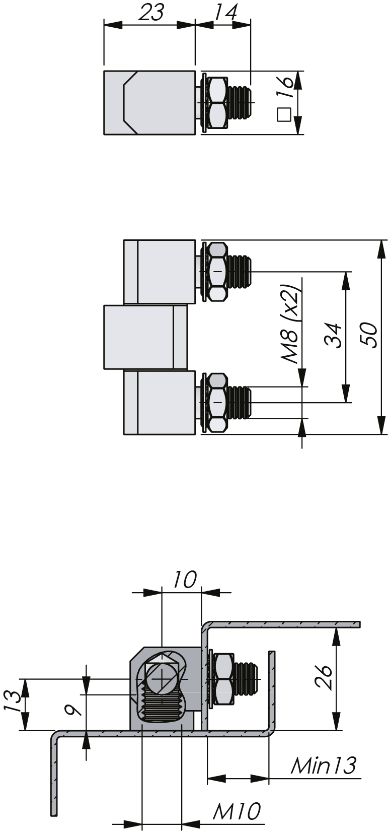 External Bolt-On Lift Off Hinge 180° Stainless Steel External Bolt-On Lift Off Hinge 180° Stainless Steel