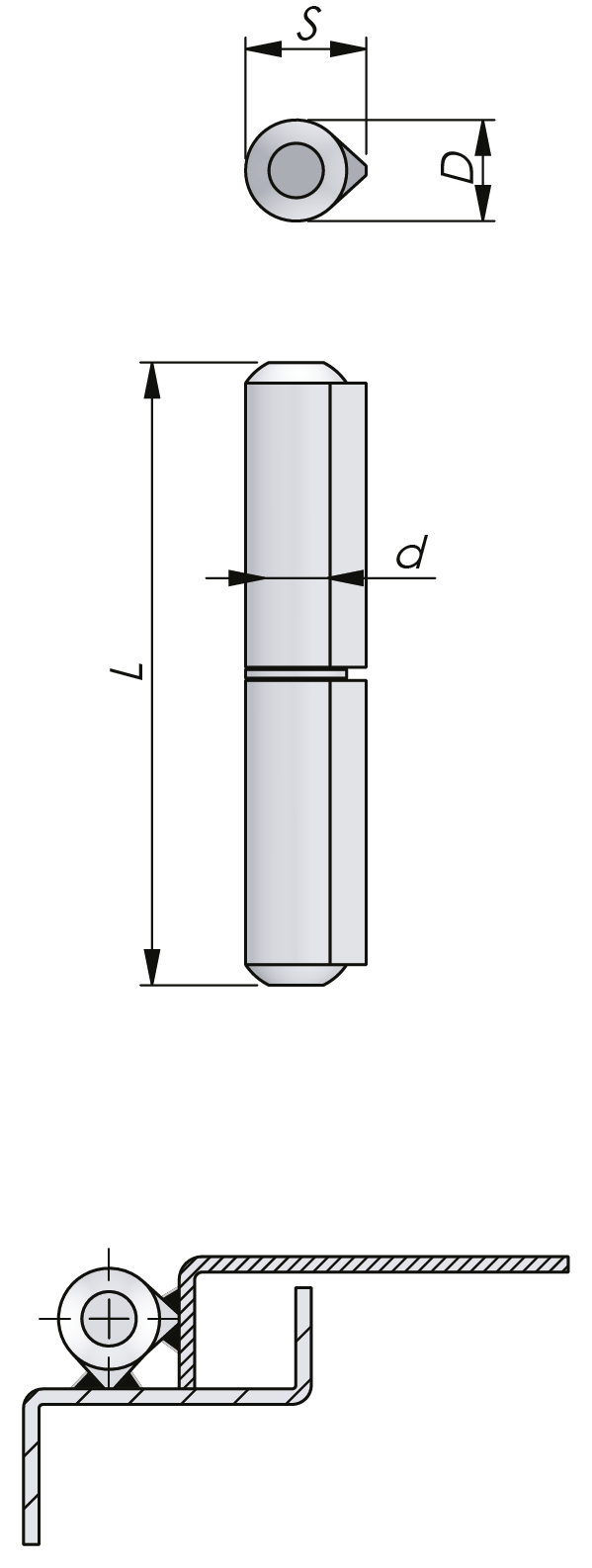 Bisagra soldada de acero inoxidable