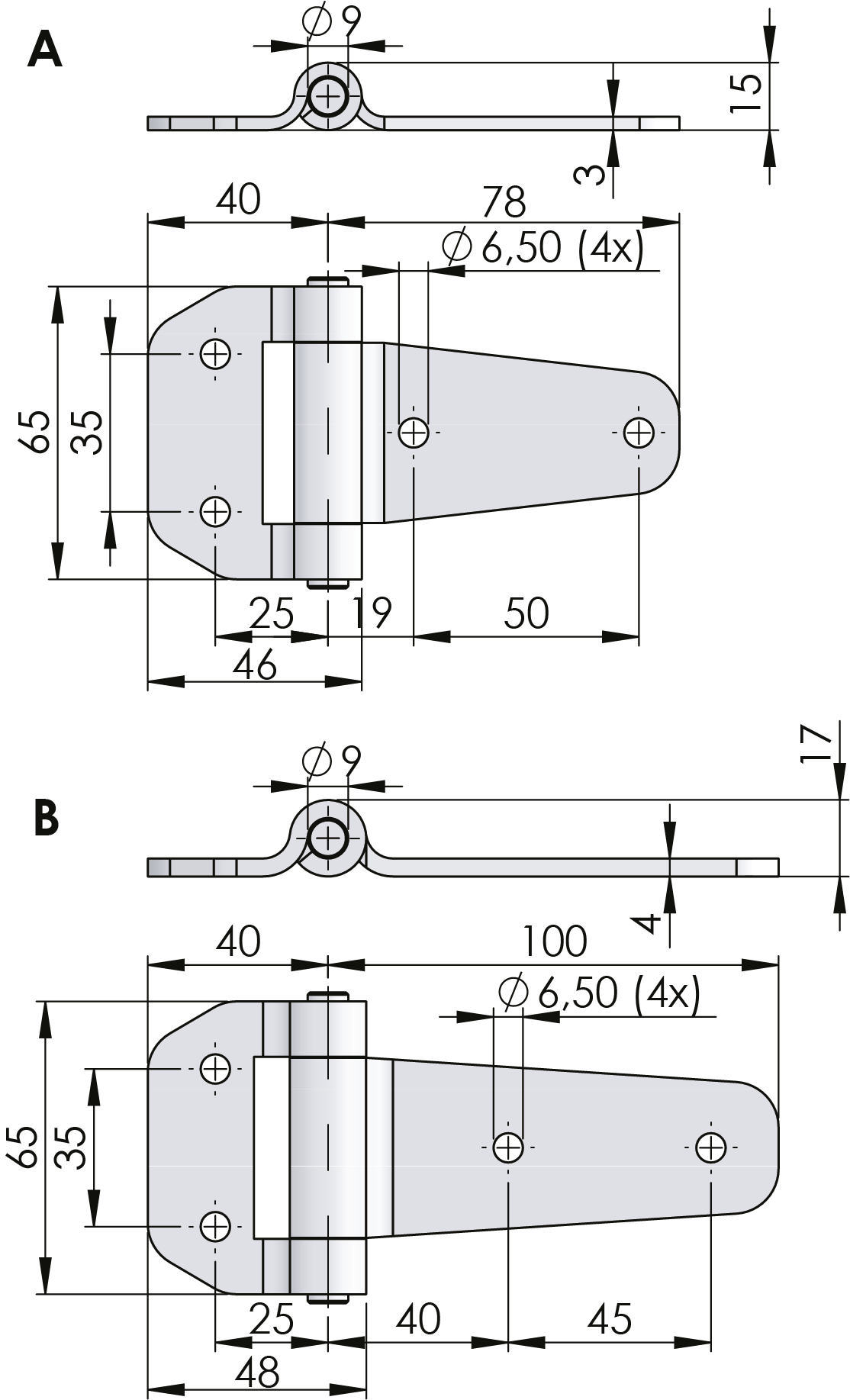External Heavy-Duty Hinge 180° Stainless Steel External Heavy-Duty Hinge 180° Stainless Steel