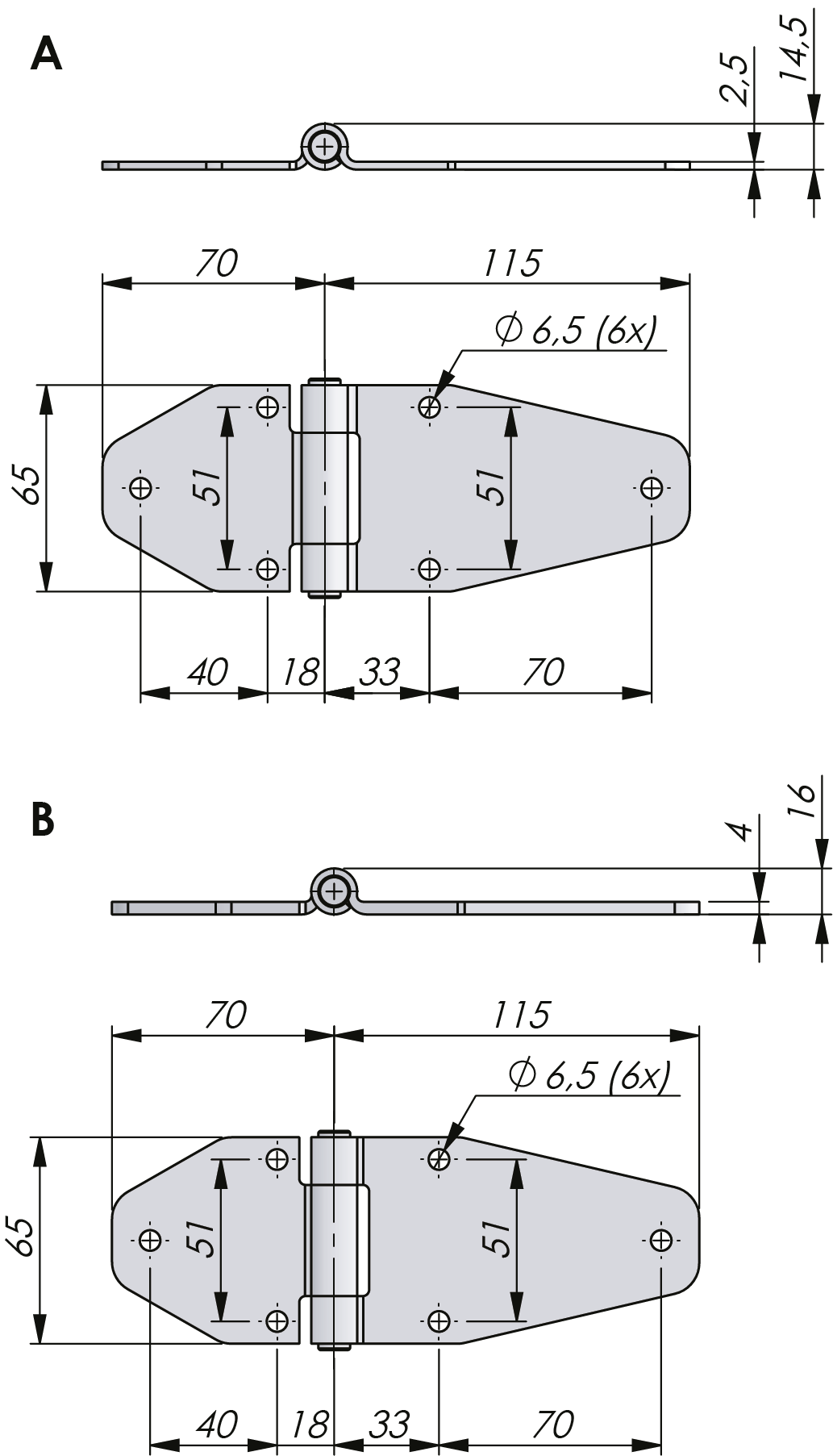 Bisagra externa de uso pesado 