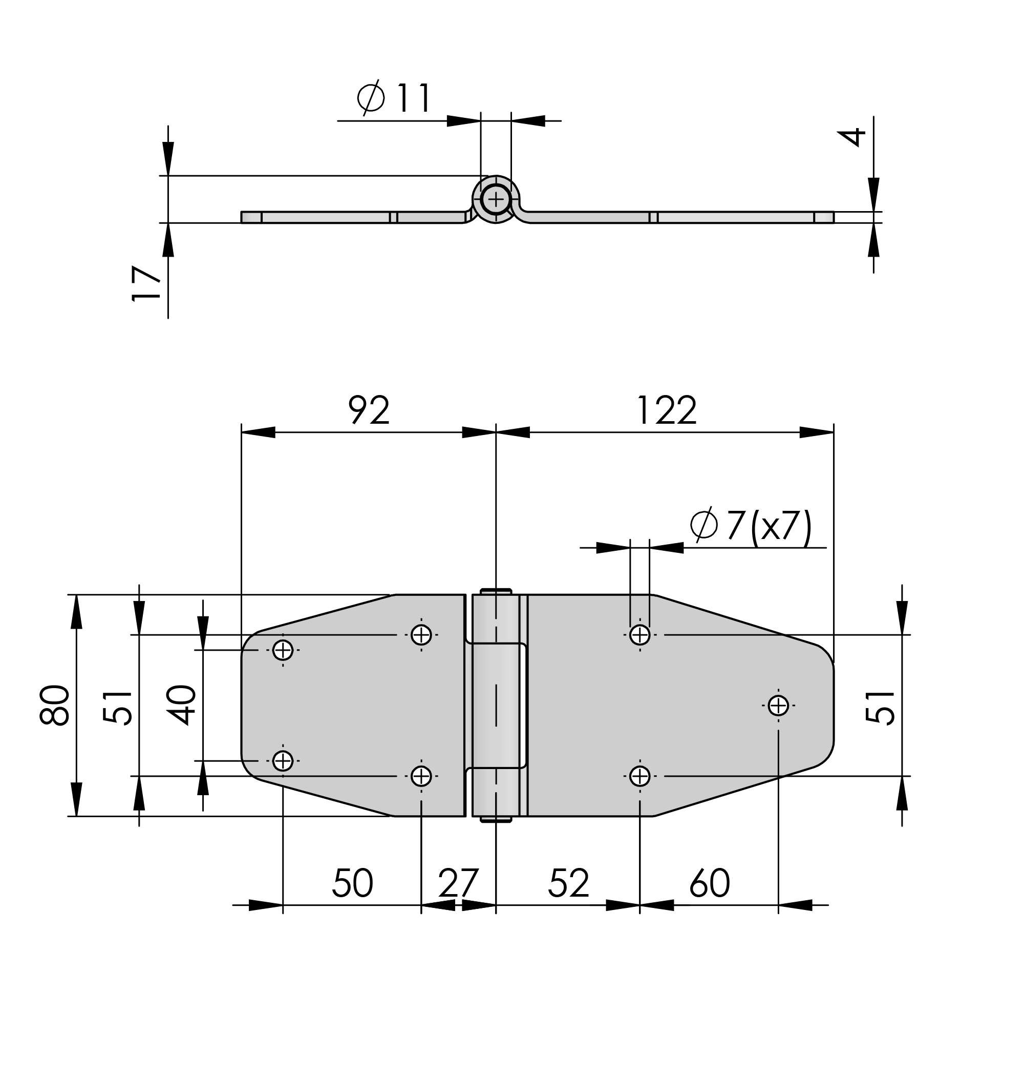 Bisagra externa de alta resistencia 180° de acero inoxidable Bisagra externa de alta resistencia 180° de acero inoxidable