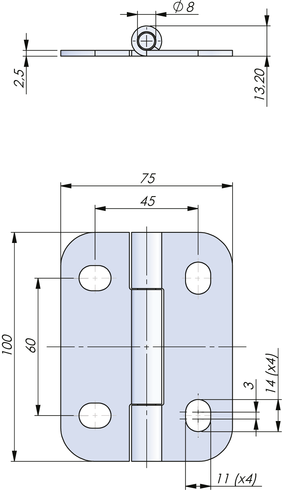 External Adjustable 2D-hinge 180° Stainless Steel External Adjustable 2D-hinge 180° Stainless Steel